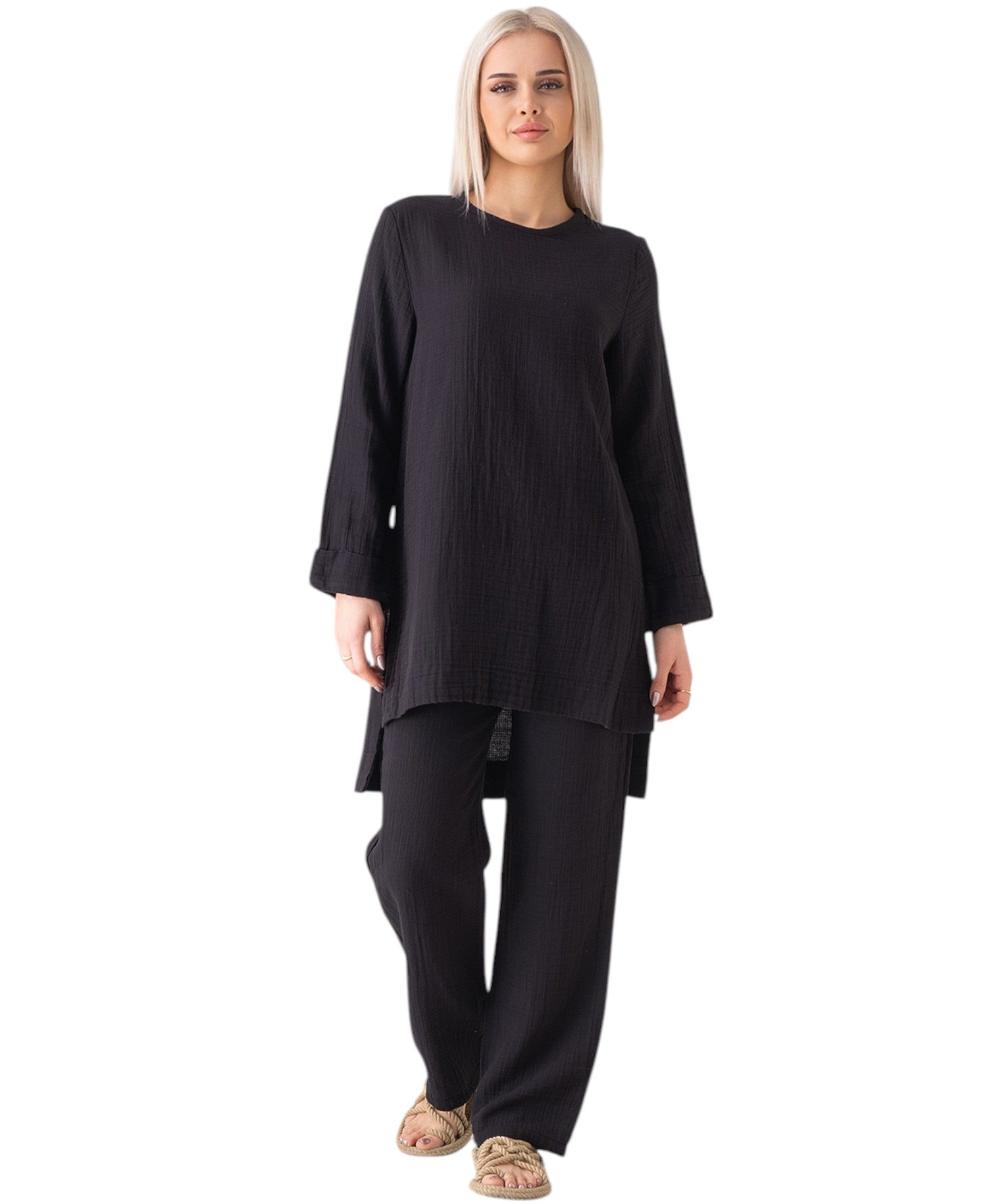 WENOR Hosenanzug Hosenanzug Tunika Set aus Musselin, 100 % Baumwolle, Modes günstig online kaufen