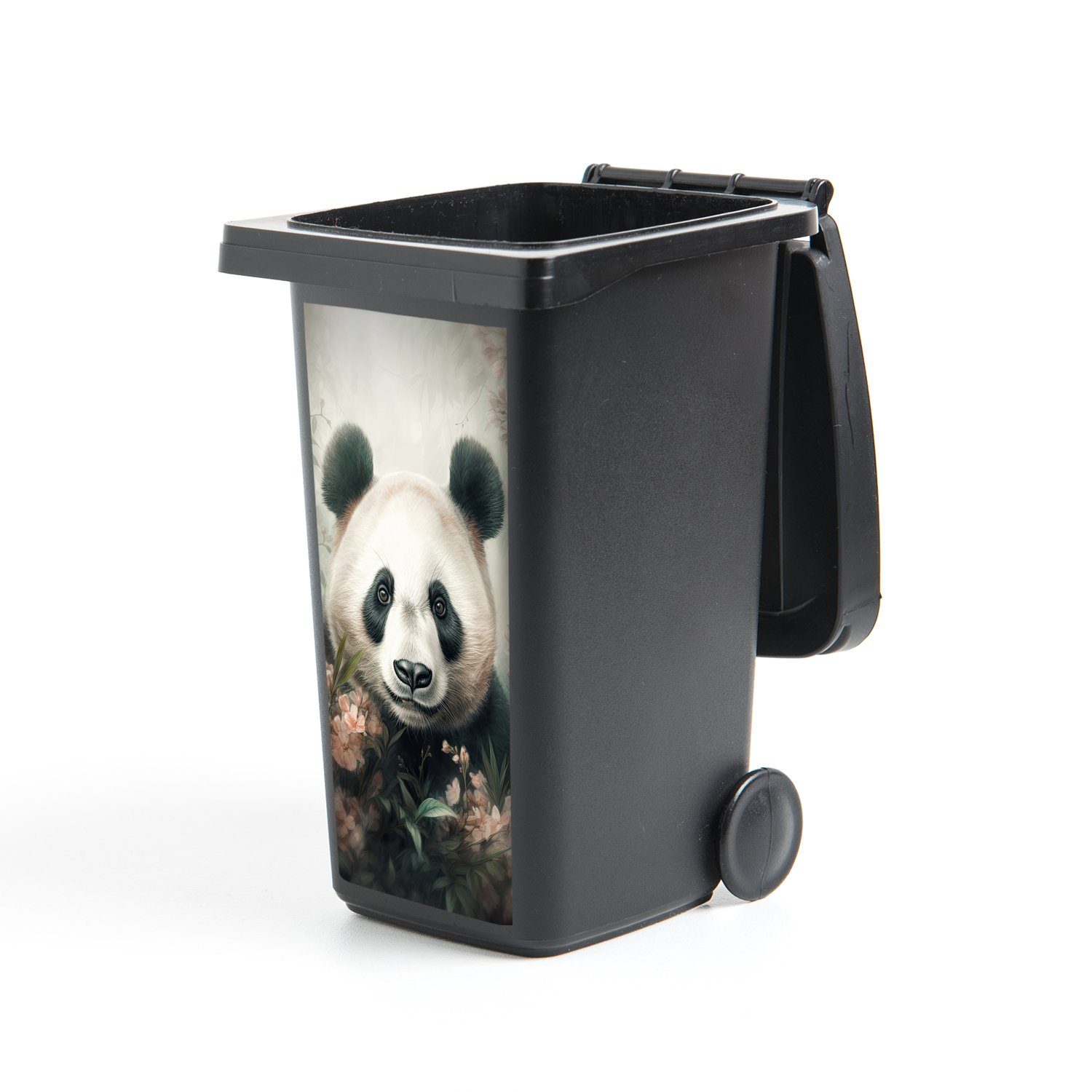 MuchoWow Wandsticker Panda - Tiere - Pflanzen (1 St), Mülleimer-aufkleber, Mülltonne, Sticker, Container, Abfalbehälter