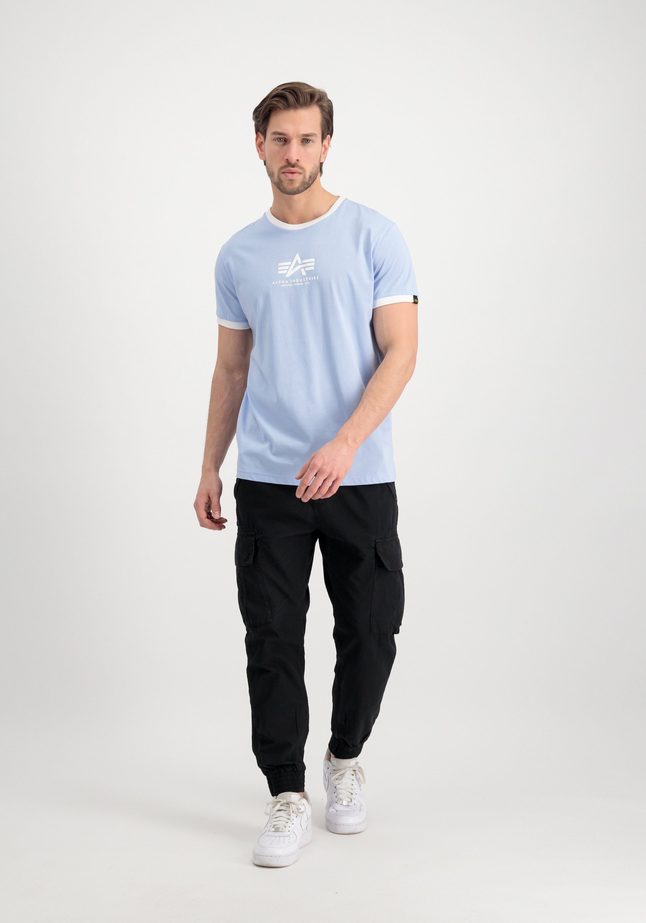 Alpha T Alpha Industries ML blue T-Shirts T-Shirt Men Industries Contrast Basic - light