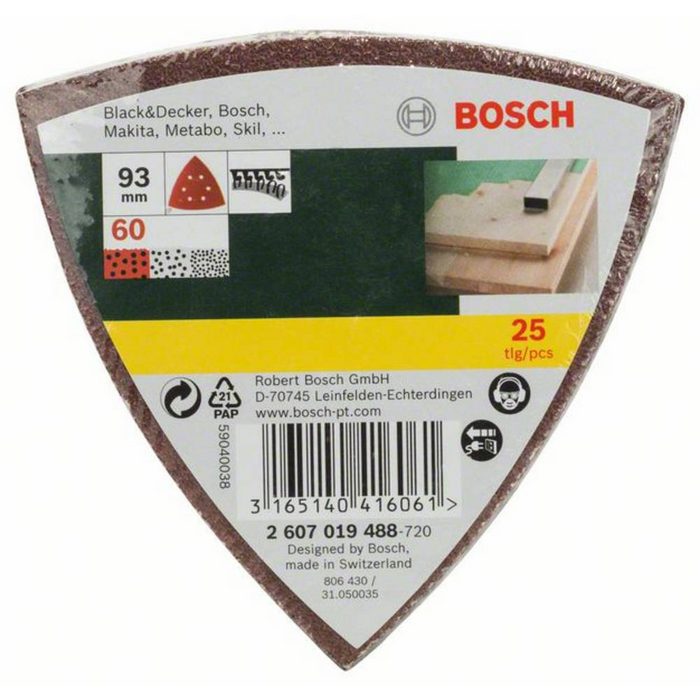 Bosch Accessories Schleifpapier Bosch Accessories 2607019488 Deltaschleifpapier mit Klett gelocht Kö