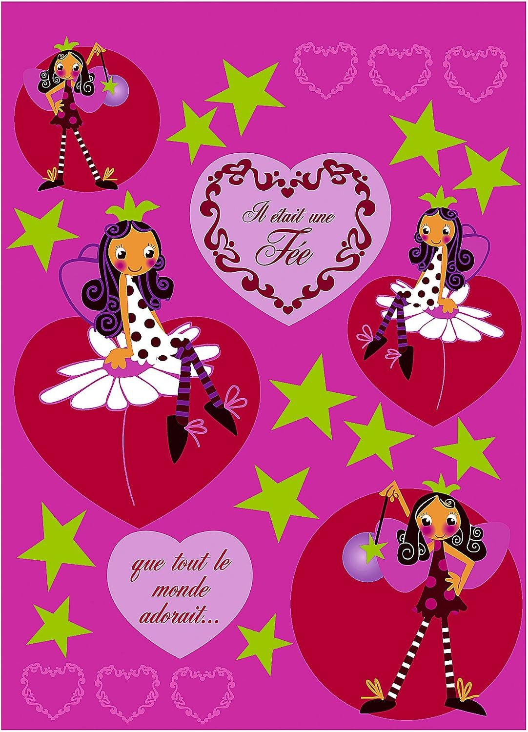 Komar Wandtattoo Fairy (Set, 20 St., Fairy), selbstklebende Feen-Wandsticker für das Kinderzimmer, 50 x 70 cm, bunt