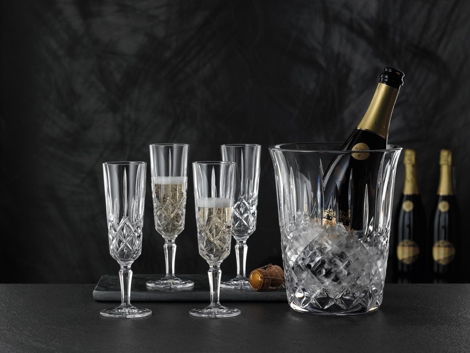 Nachtmann Sektkühler mit Sektgläsern NOBLESSE, 5-teilig, Kristallglas, Made in Germany