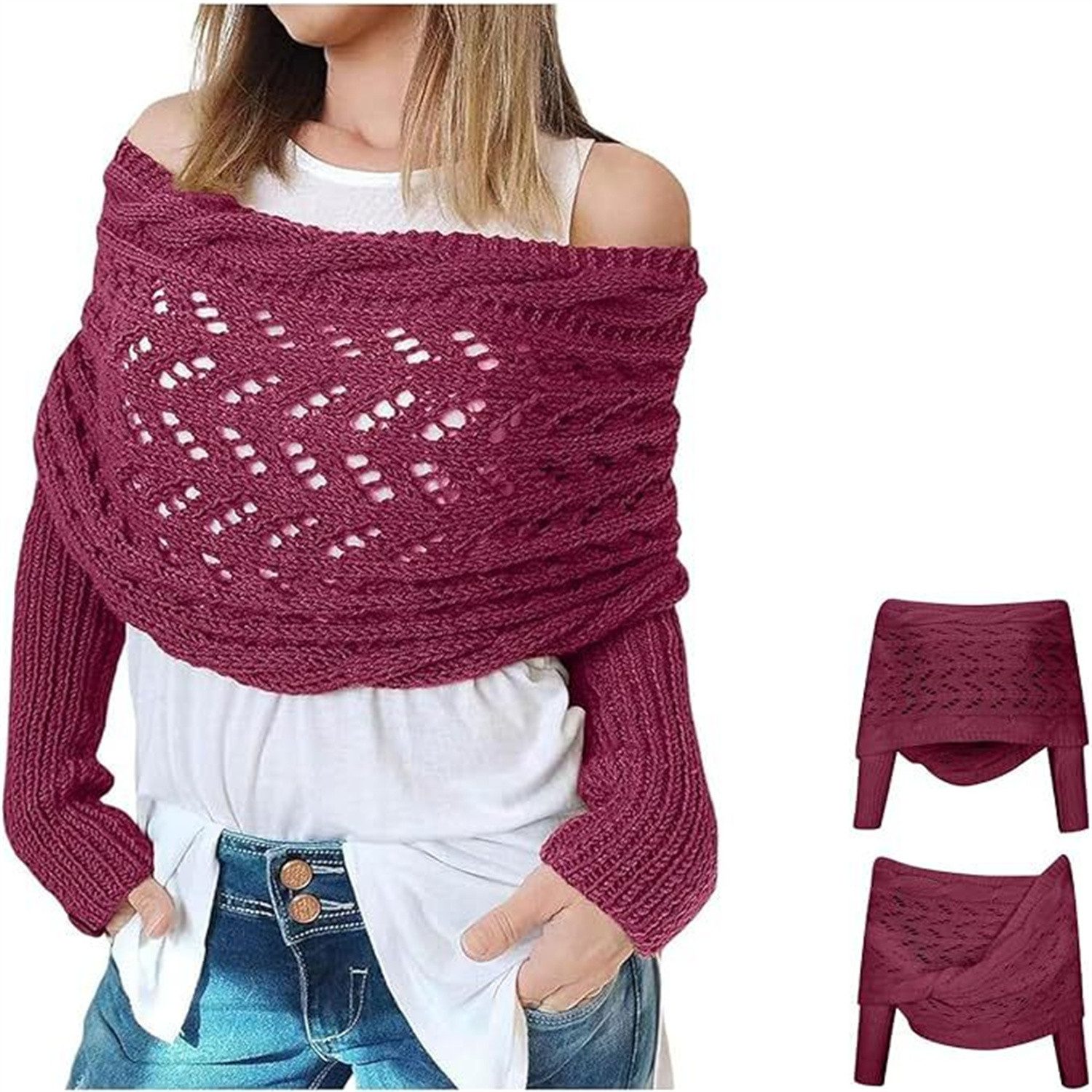 autolock Strickponcho Multifunktionaler Schal mit Ärmeln,Gestrickter günstig online kaufen