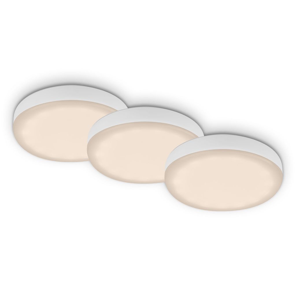 Briloner Leuchten LED Einbaustrahler 7061-036, LED fest integriert, 2700K - Extra-Warmweiß, Einbauleuchte rahmenlos für Bad 3er Set 3W 350lm 3000K IP44 Ø 7,5cm