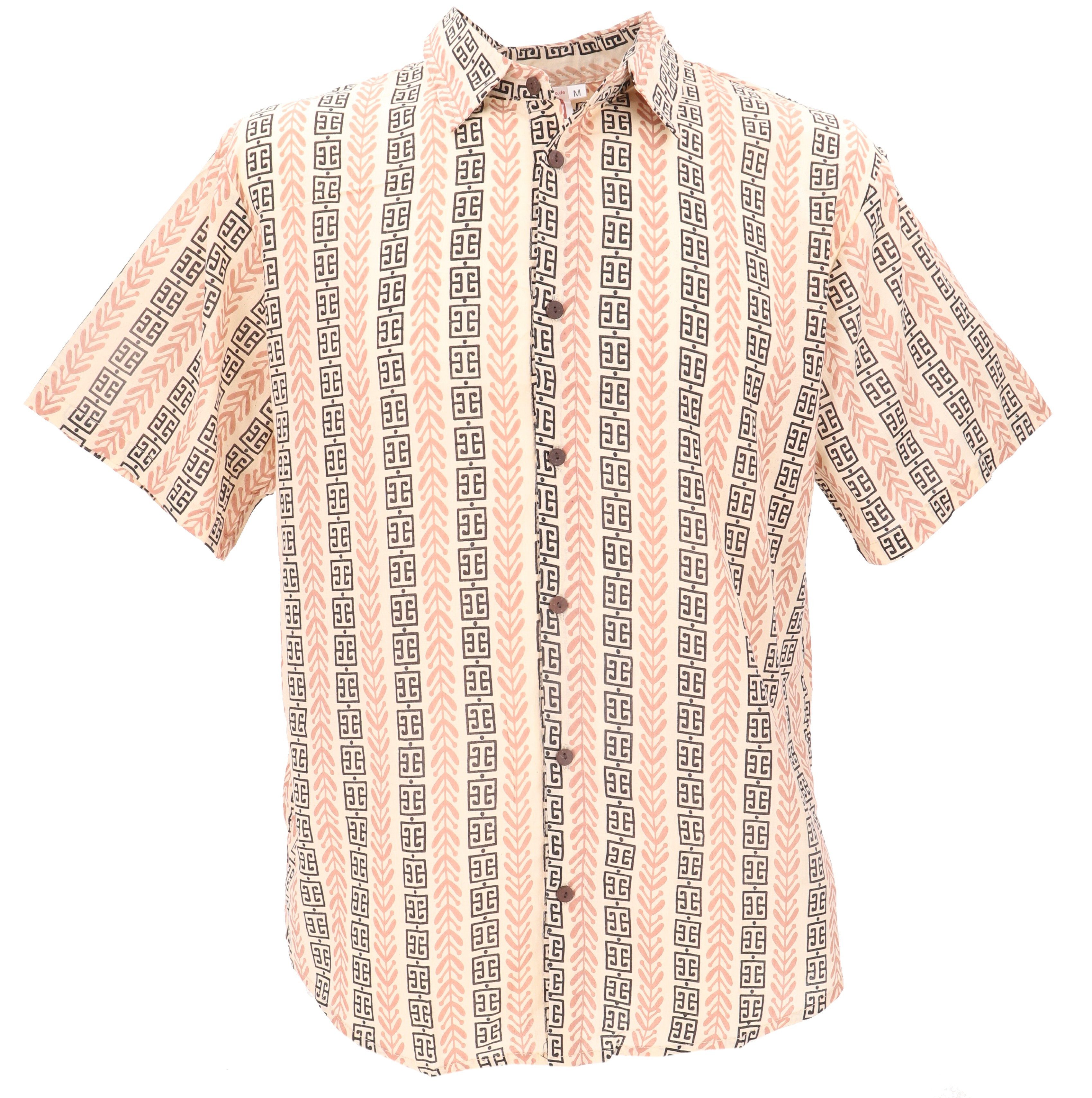 Guru-Shop Hemd & Shirt Bedrucktes Hemd, Kurzarm Freizeithemd,.. Retro, Ethno Style, alternative Bekleidung