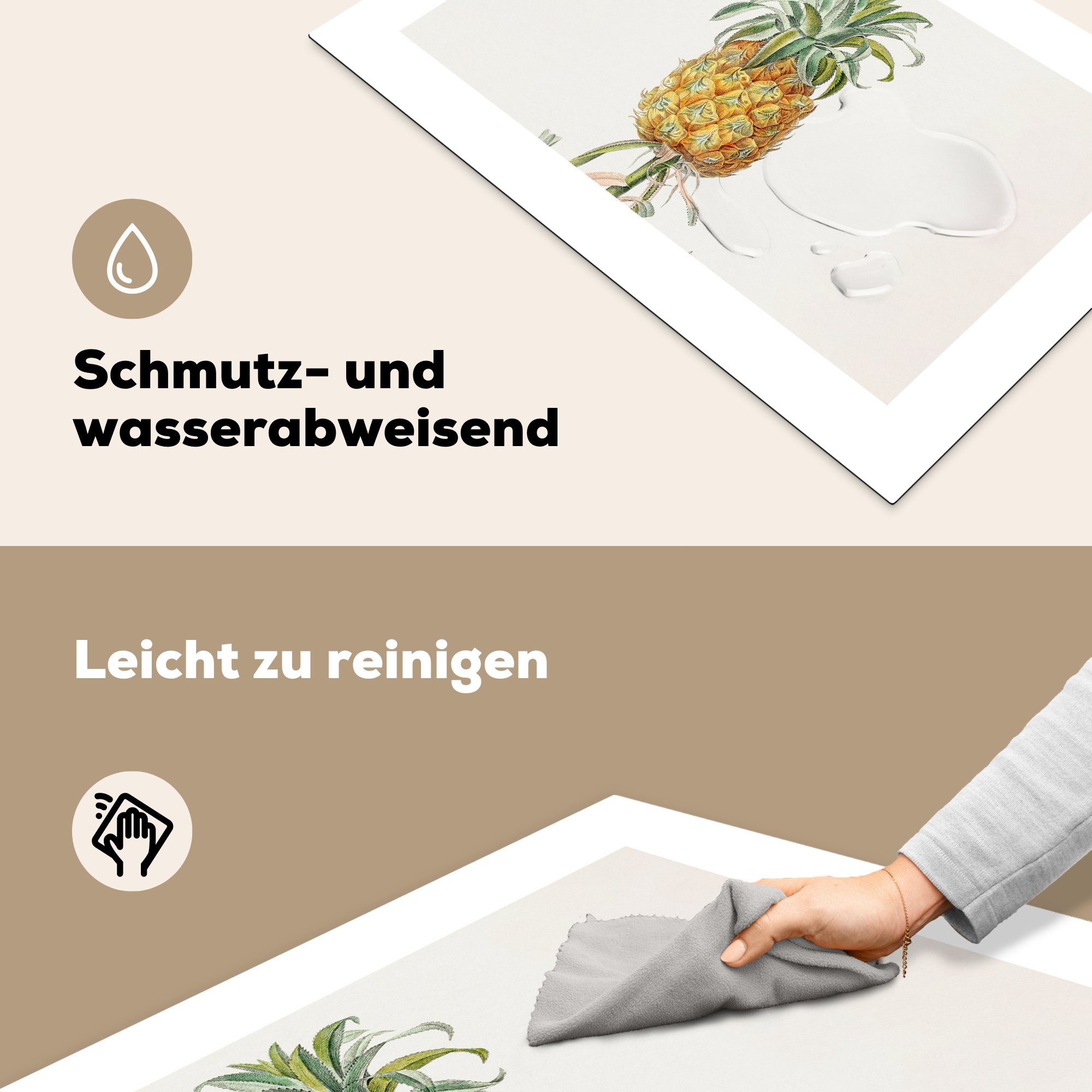 Lebensmittel, - Schutz küche, MuchoWow Ananas Ceranfeldabdeckung die 81x52 Pflanze - Induktionskochfeld Herdblende-/Abdeckplatte Vinyl, (1 tlg), cm, für