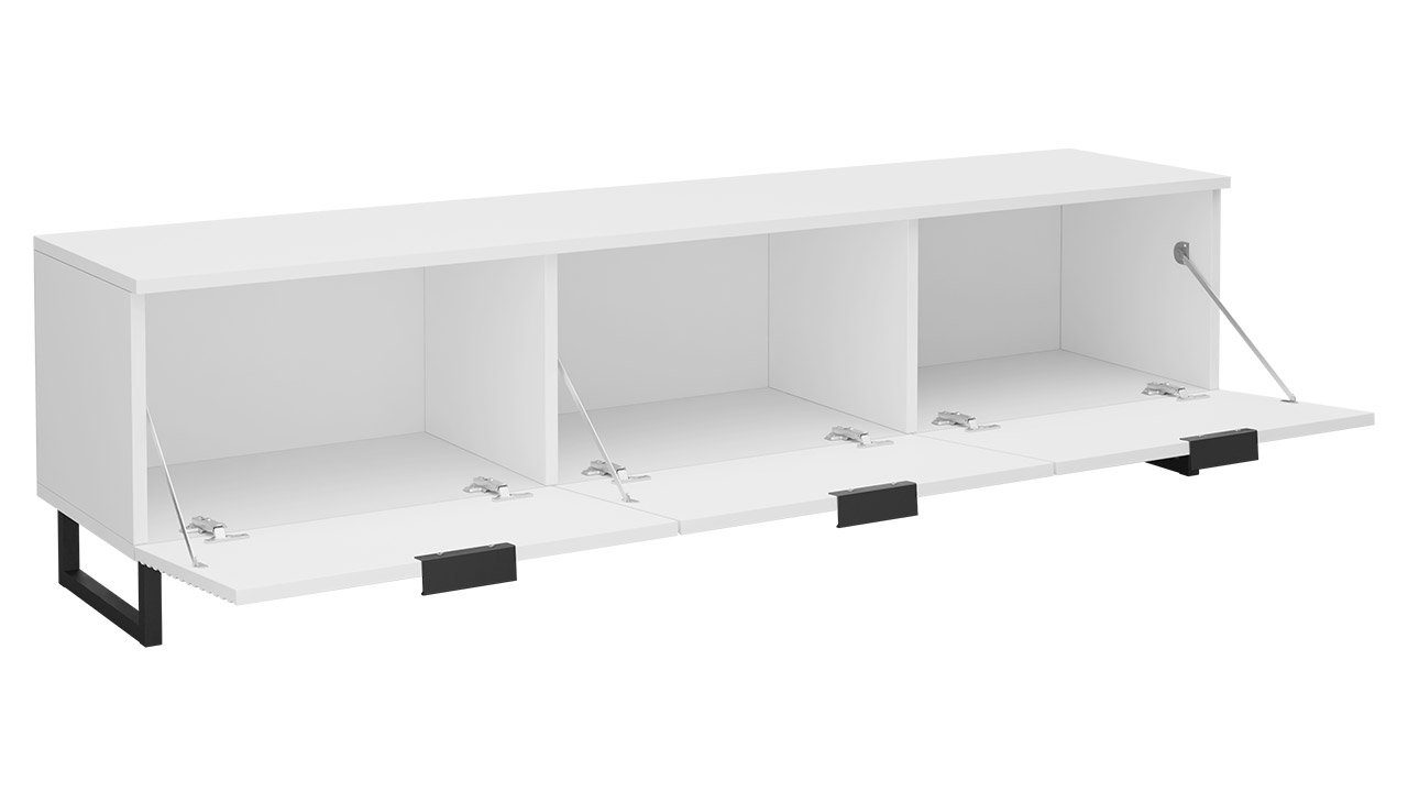 in Kommode, der Couchtisch), TV-Lowboard, (3er-Set, Delino II, Farbe MIRJAN24 Metallgriffe Wohnzimmer-Set Weiß schwarz