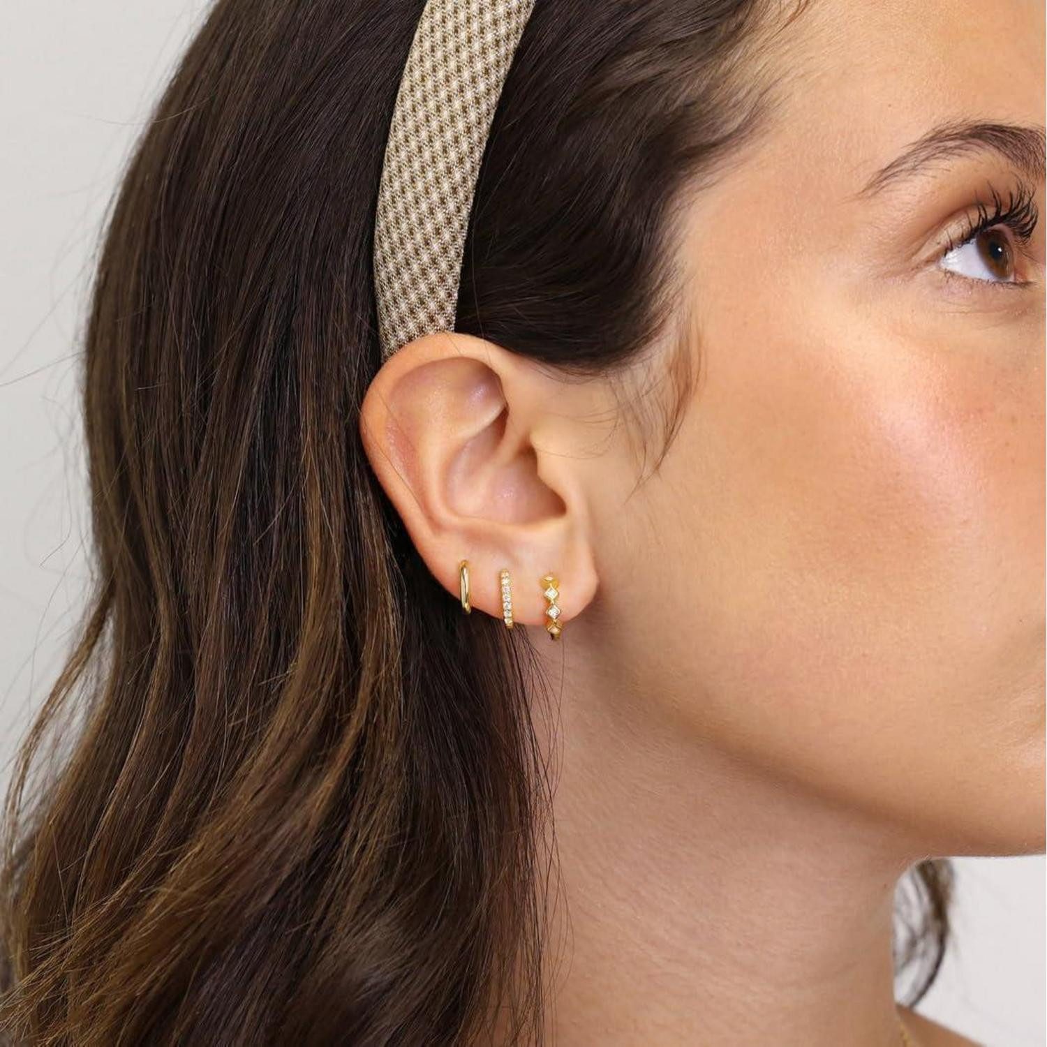 LuxusKollektion Ohrring und Ketten Set 3 Paar Creolen Silber 925 Gold Damen günstig online kaufen