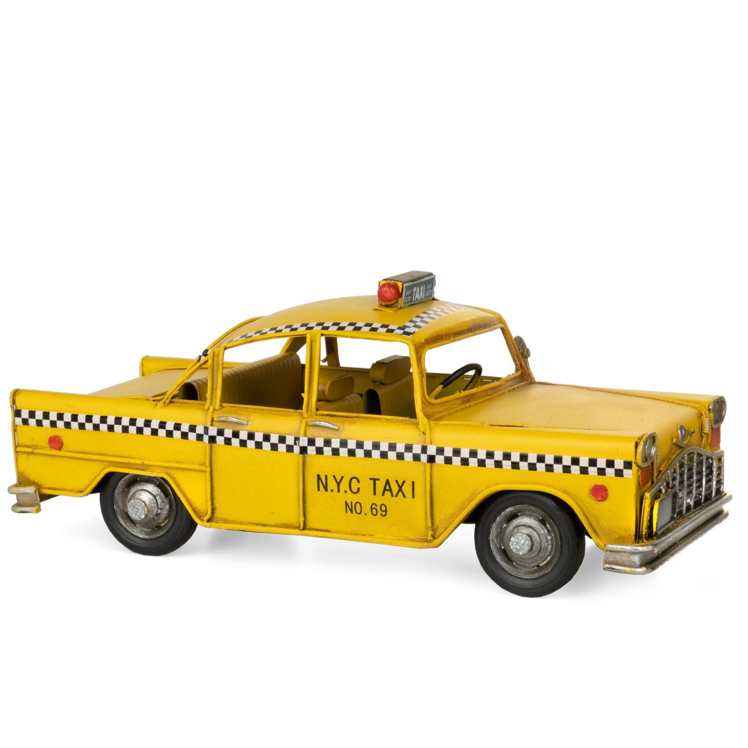 Moritz Dekoobjekt Blech-Deko Auto Blechmodell gelb, Taxi Retro Nostalgie Nachbildung Miniatur Modell Antik-Stil