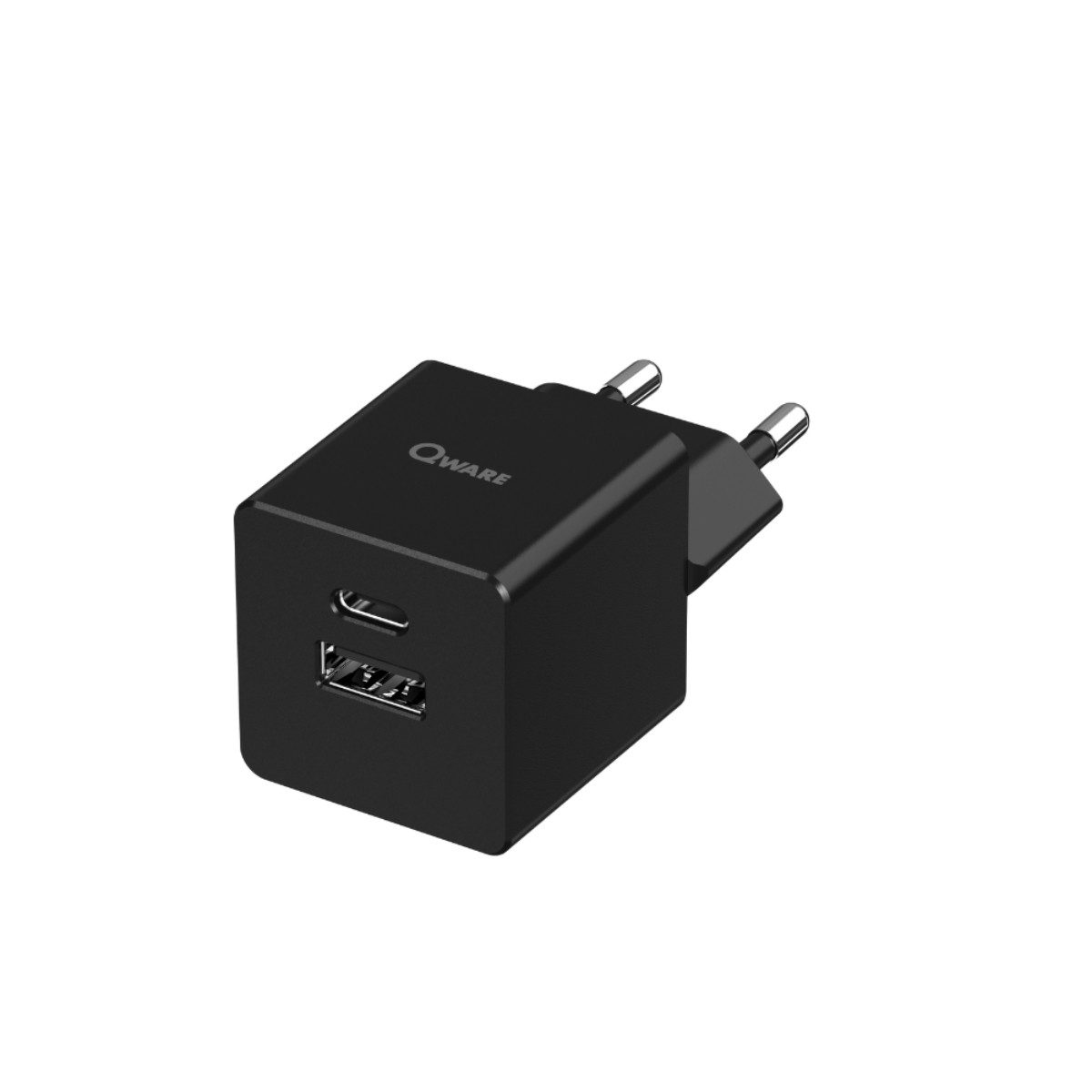 Qware Gaming Mini Dual Charger 20W PD – USB-C & USB Schnellladegerät - USB-Ladegerät (1-tlg., perfekt für effizientes Laden)