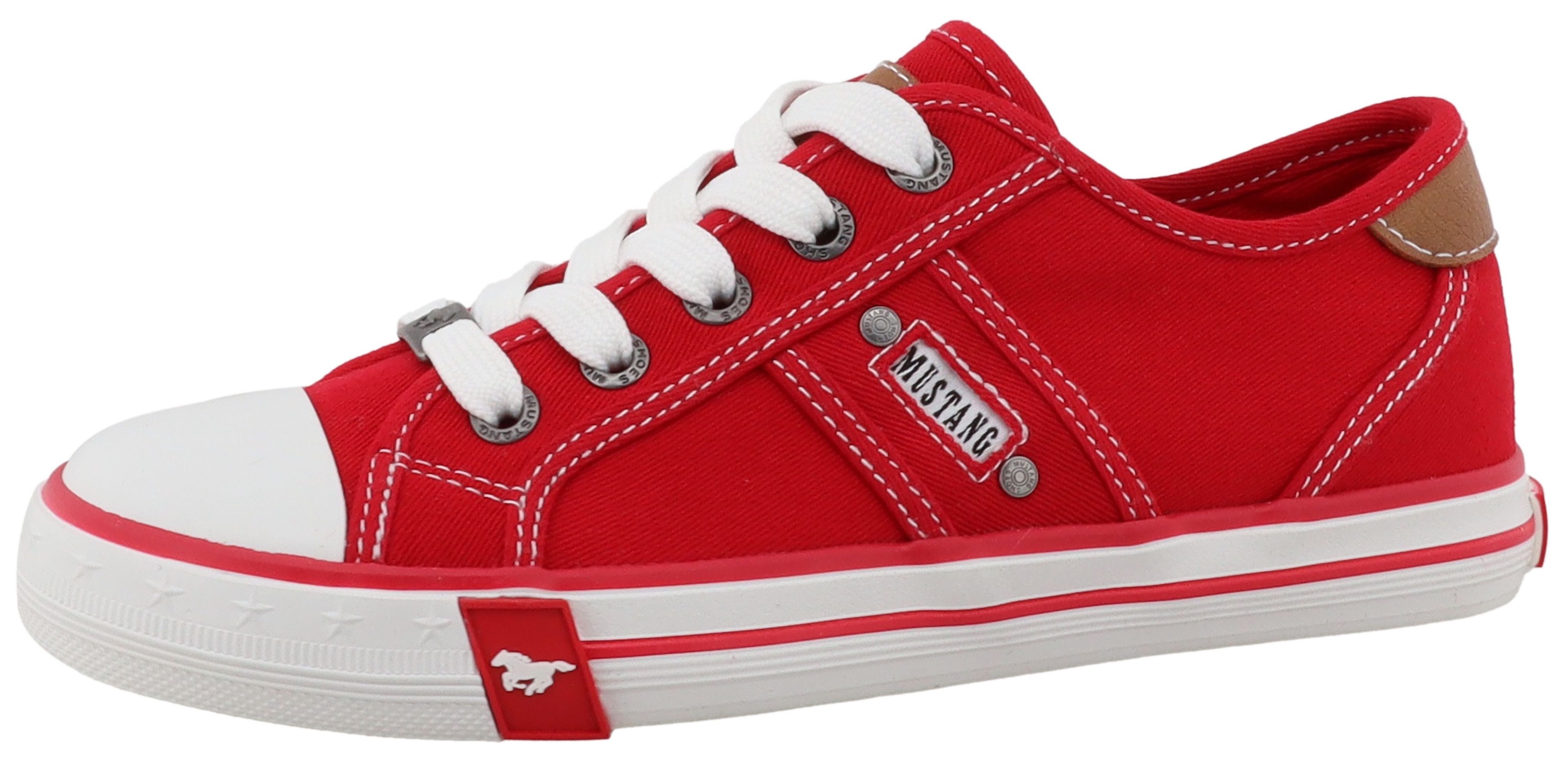 Mustang Shoes Gaspare Sneaker Freizeitschuh, Halbschuh, Schnürschuh mit auffälliger Kontrastnaht