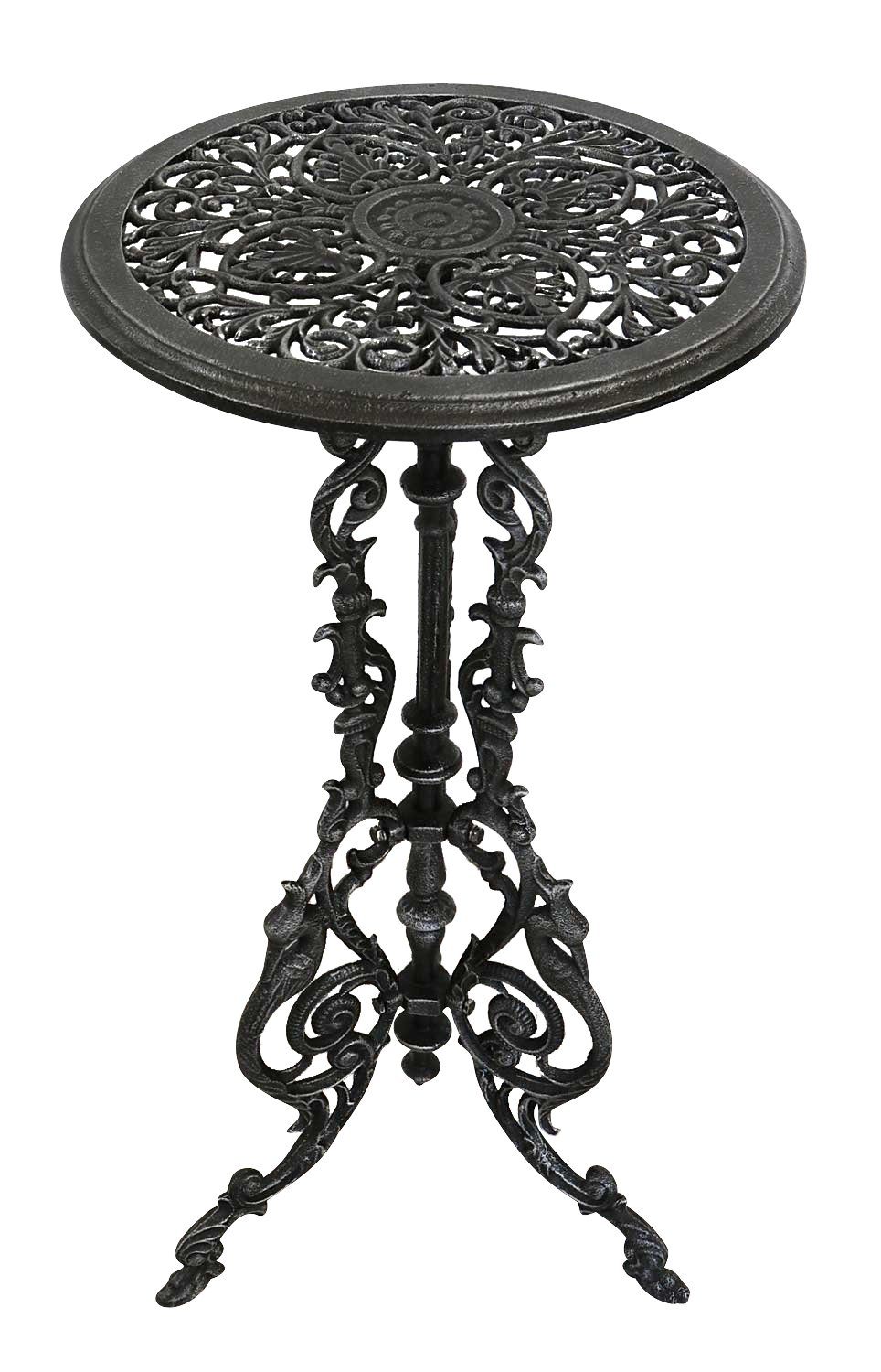 Eisen Aubaho Gartentisch Beistelltisch Tisch Gartentisch 72cm Antik-Stil silber-sch Farbe