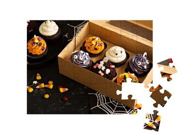 puzzleYOU Puzzle Halloween-Cupcakes, bunt dekoriert, 48 Puzzleteile, puzzleYOU-Kollektionen Festtage