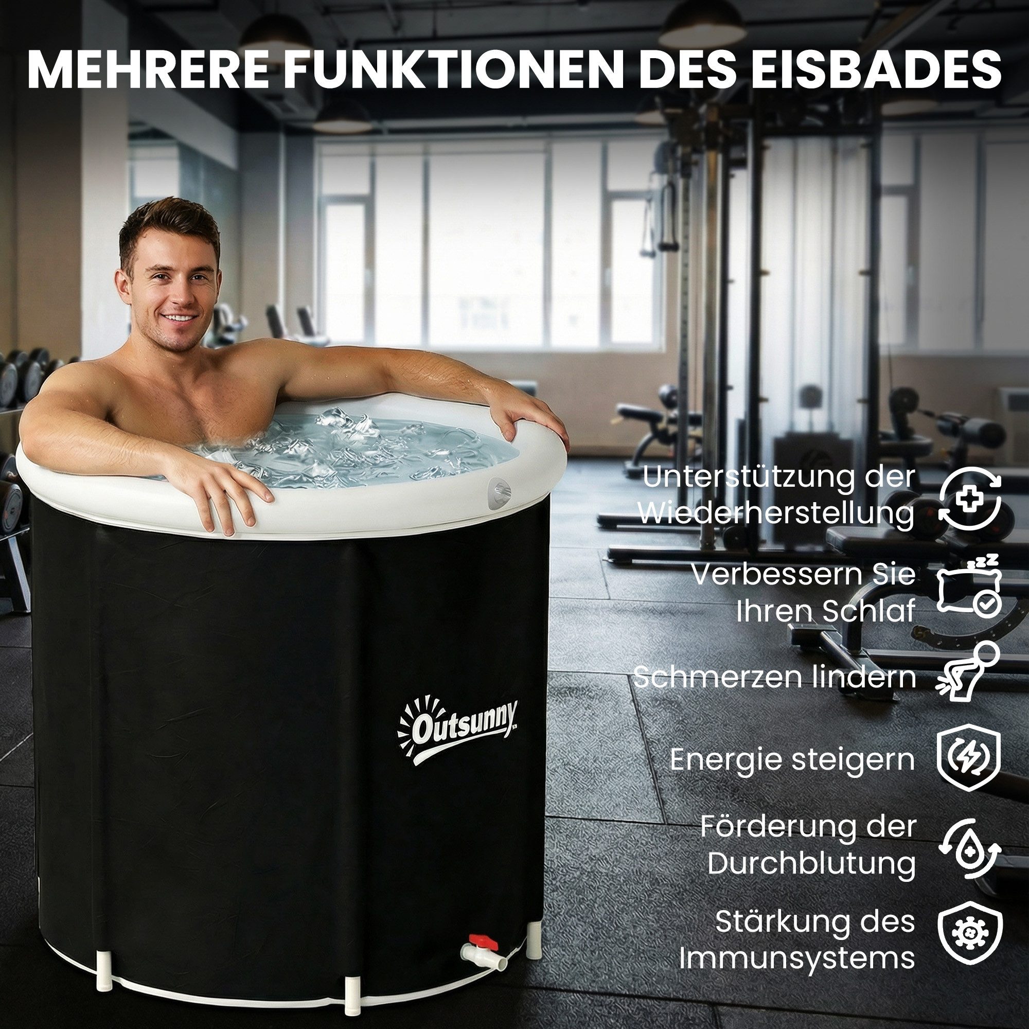 kowdom Badewanne Eisbadewanne faltbar Ø78 cm, aufblasbar, 280 L, 3-lagig, (Eisbadewanne), Eisbadewanne, faltbar, aufblasbar, 280 L, 3-lagige Isolierung