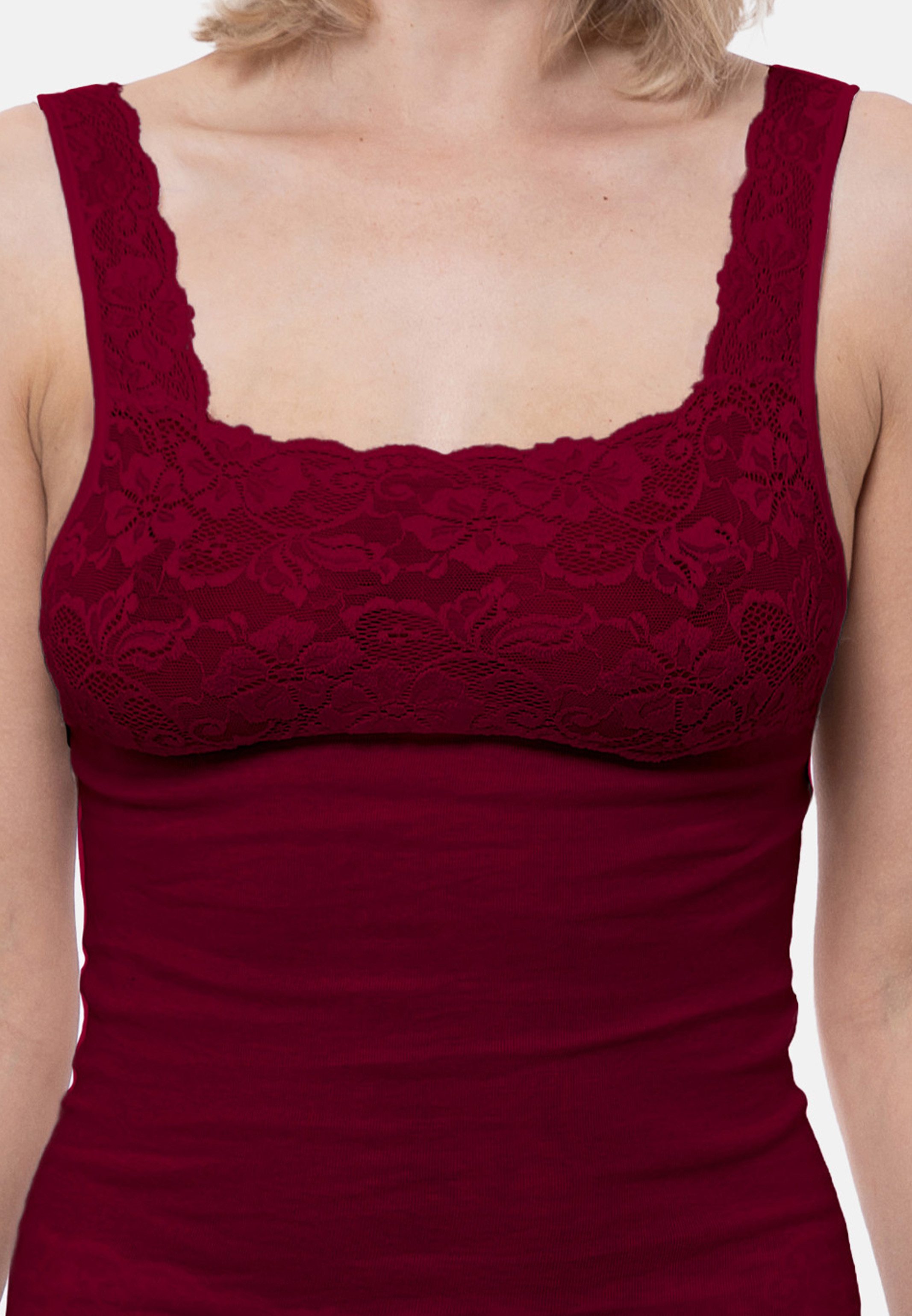 Nina Von C. Unterhemd Fine Cotton (1-St) Unterhemd / Top - Baumwolle - Atmungsaktiv - Mit Spitzen-Details