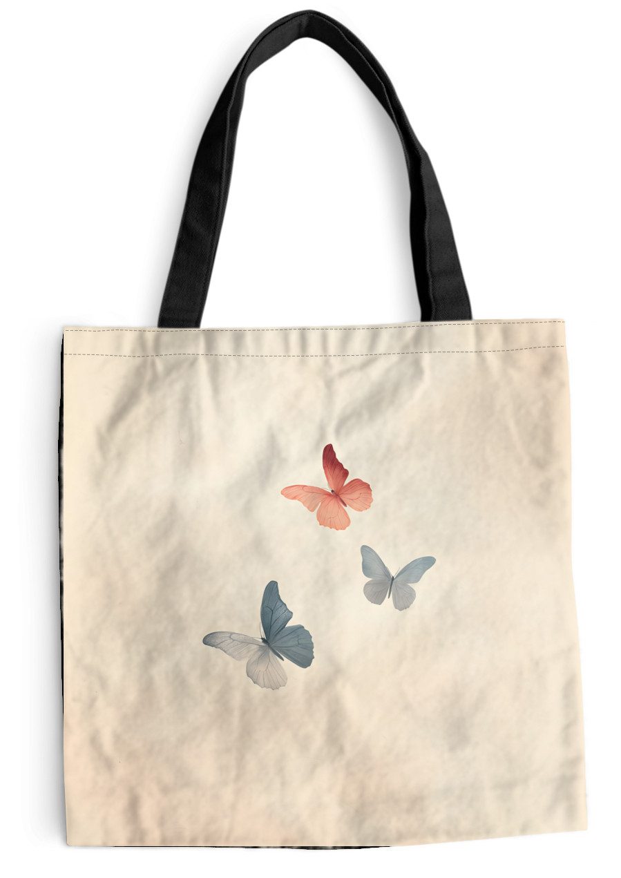 MuchoWow Shopper Schmetterlinge - Minimalistisch - Rosa, Handtasche, Damen und Herren, Schultertasche, Umhängetasche, Tote Bag