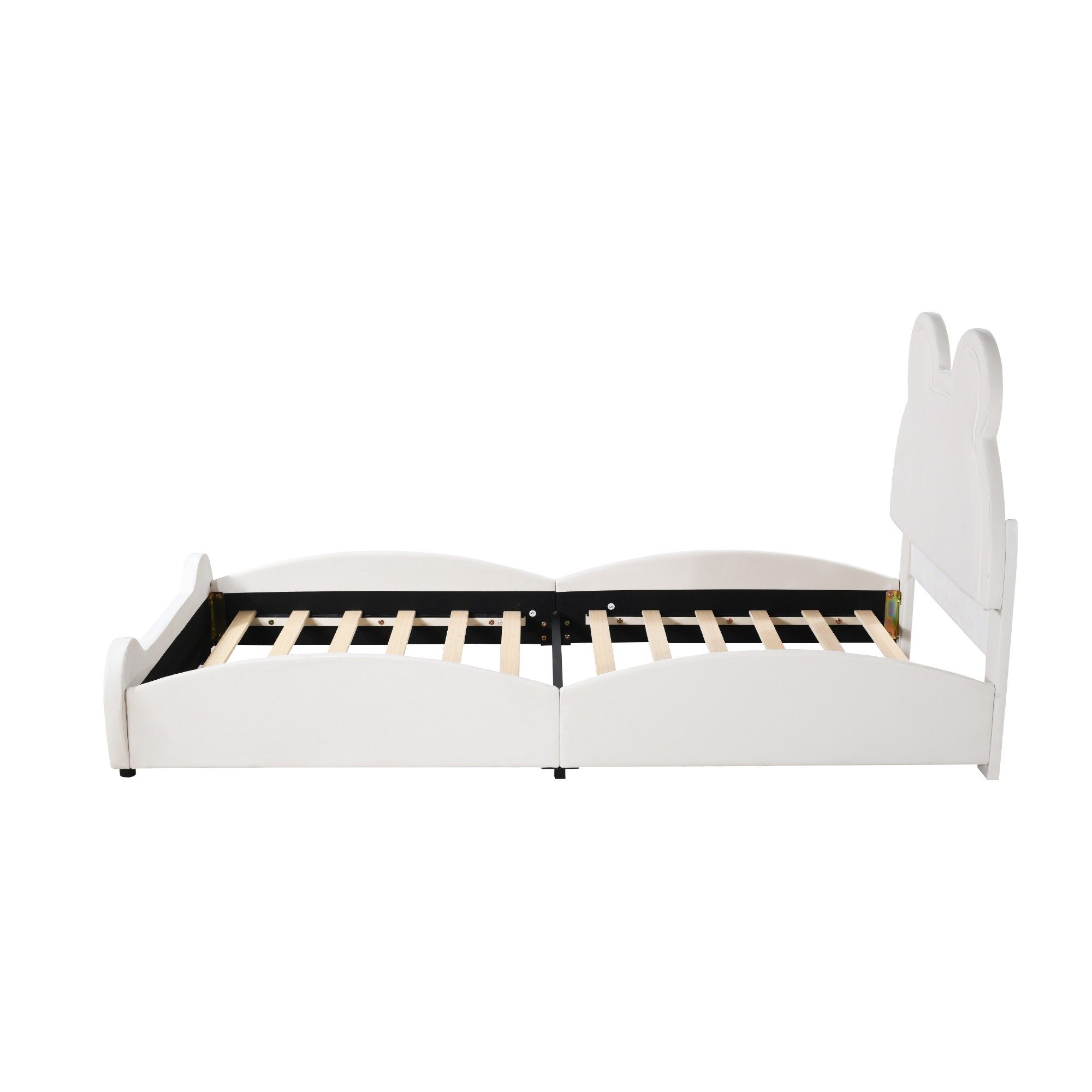 IDEASY Polsterbett Polsterbett, 90 x 200 cm/140 x 200 cm, Kopf- und Fußteil Bär, Samtpolsterung, geeignet für Kinderzimmer, Schlafzimmer, Jugendzimmer