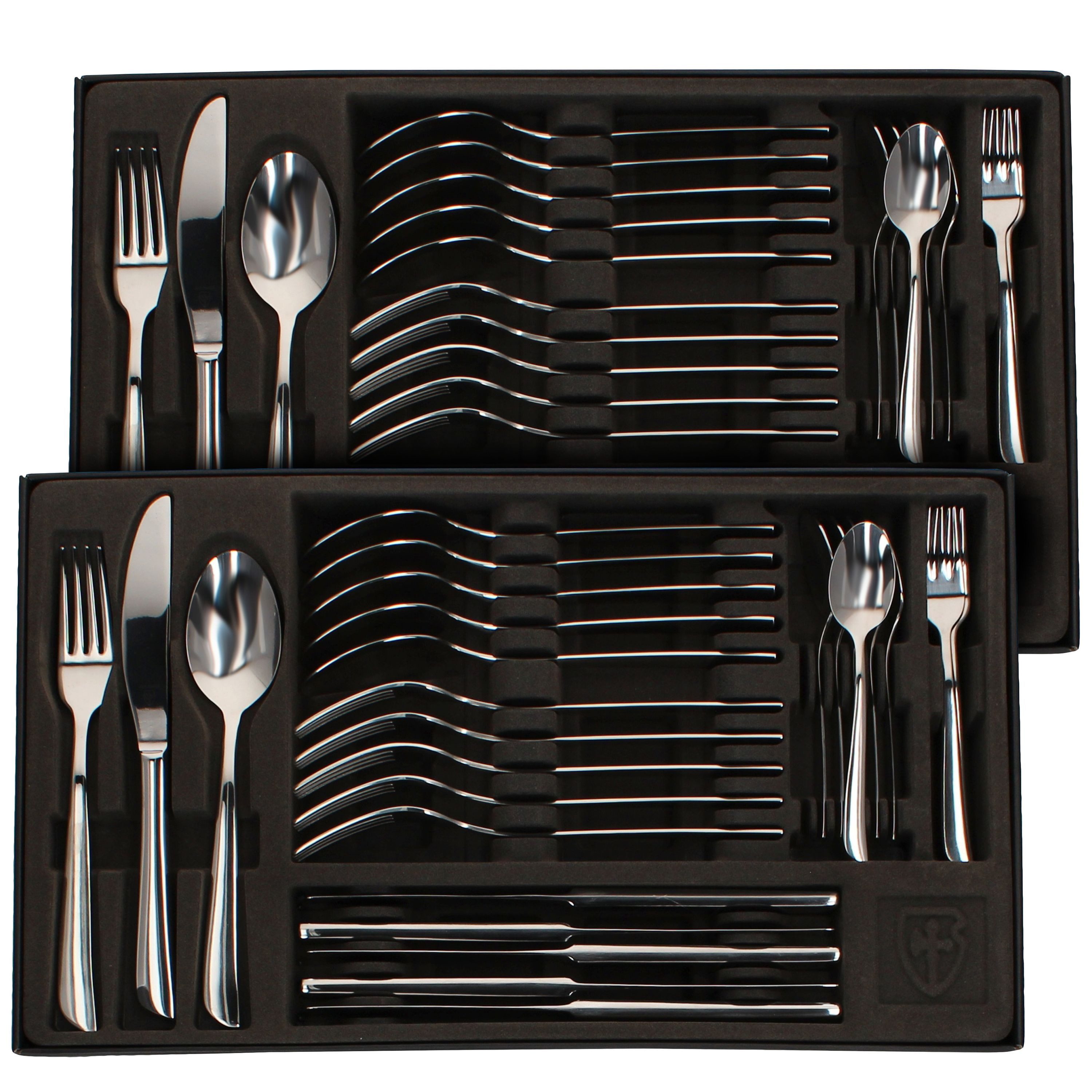 Justinus Besteck-Set 60tlg Twist Komplett-Besteck-Set für 12 Personen, Edelstahl