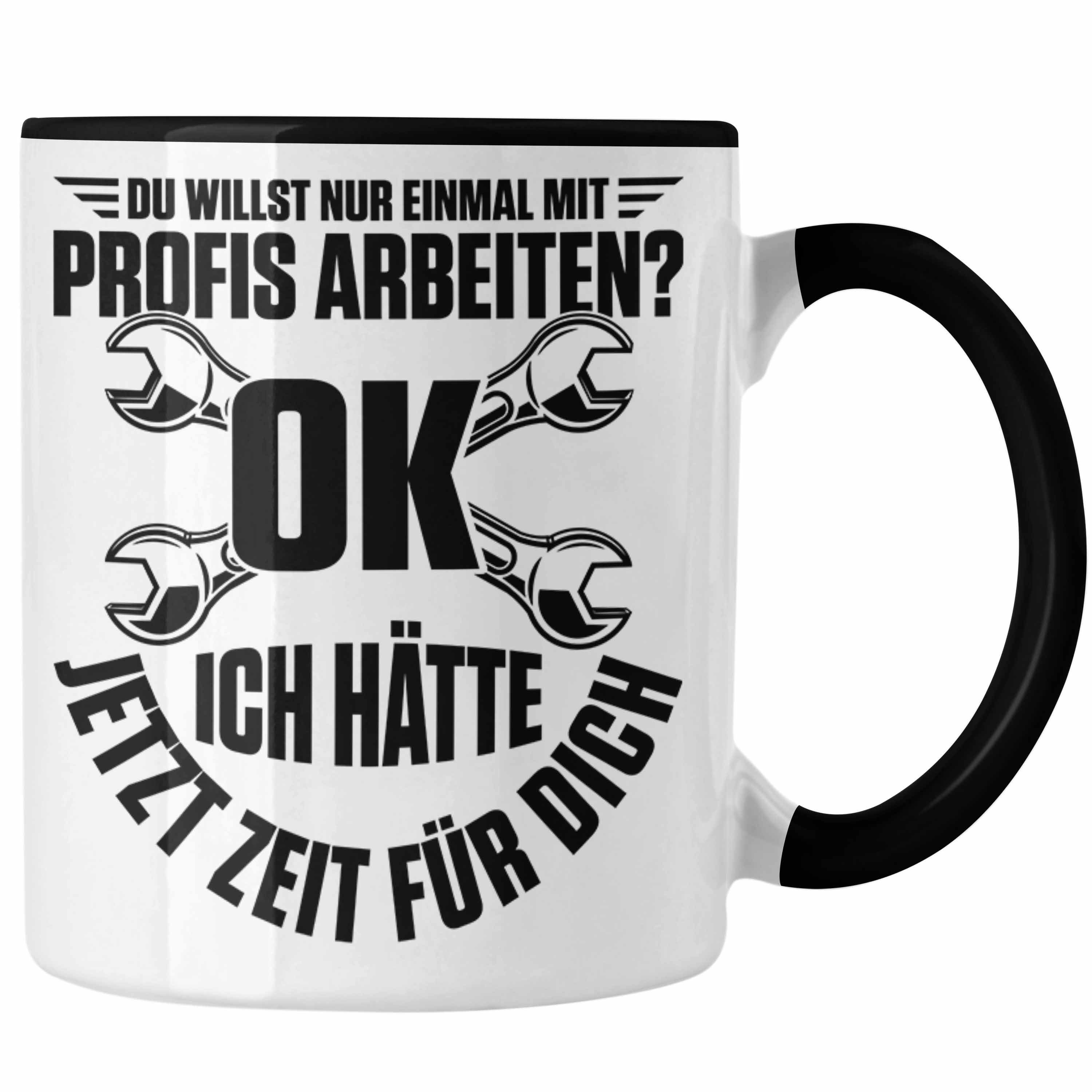 Trendation Tasse Handwerker Tasse Geschenk Schrauber KFZ Mechaniker Mechatroniker Gesch Schwarz