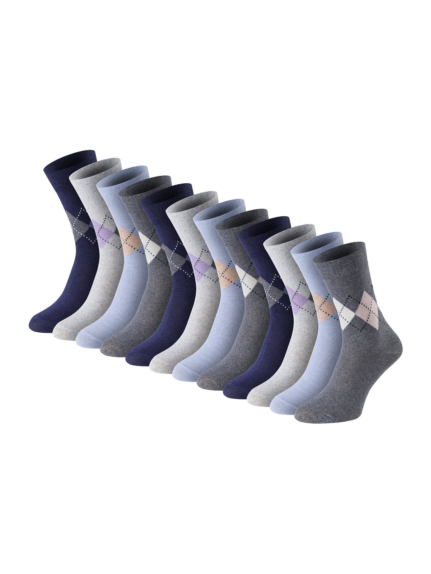 (12-Paar) Freizeitsocken Lady Lifestyle Chili Diamond