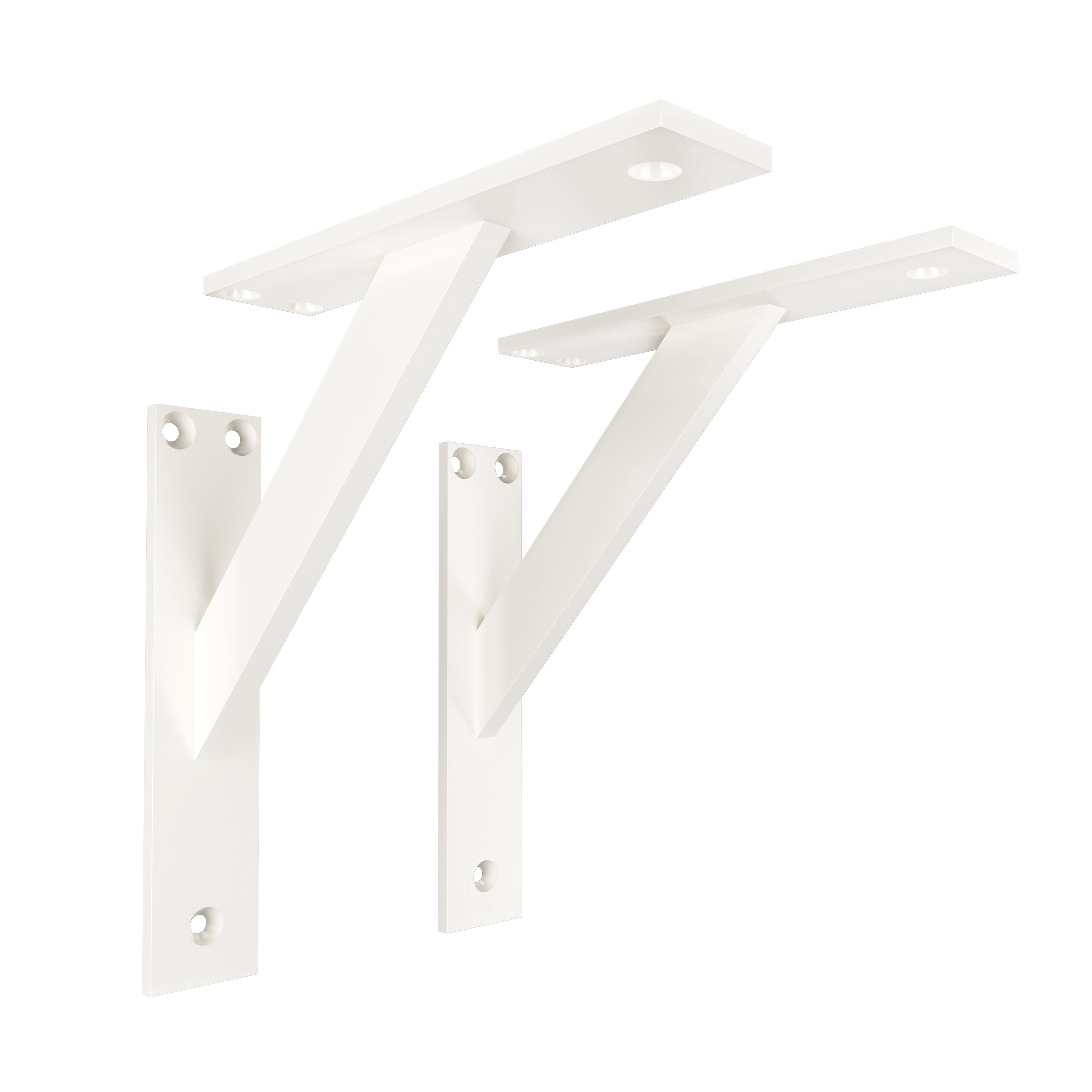 sossai® Wandregalhalter 2er Set FSHR Design Regalträger in Weiß, 2-tlg.