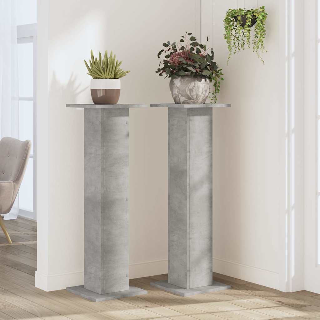vidaXL Blumenständer Pflanzenständer 2 Stk. Betongrau 30x30x95 cm Holzwerkstoff (1 St)