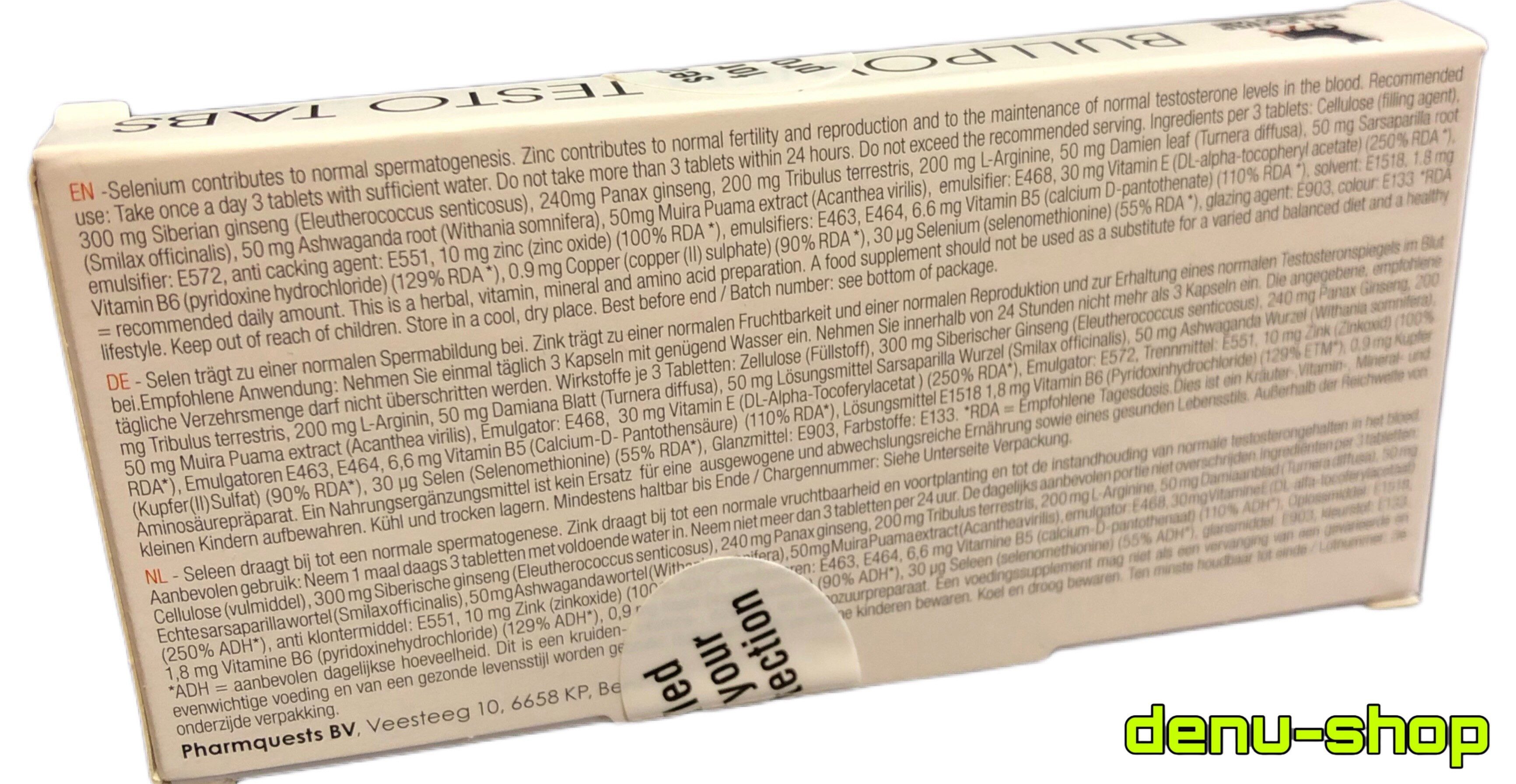 PharmQuests Blaue Pillen Herbal Bull Power für Männer Selen L-Arginin Ginseng Tablette, 1 er Set à 10 St., 20 g