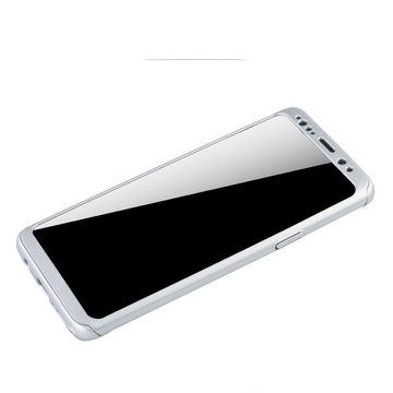 König Design Handyhülle Samsung Galaxy S9, Samsung Galaxy S9 Handyhülle 360 Grad Schutz Full Cover Silber