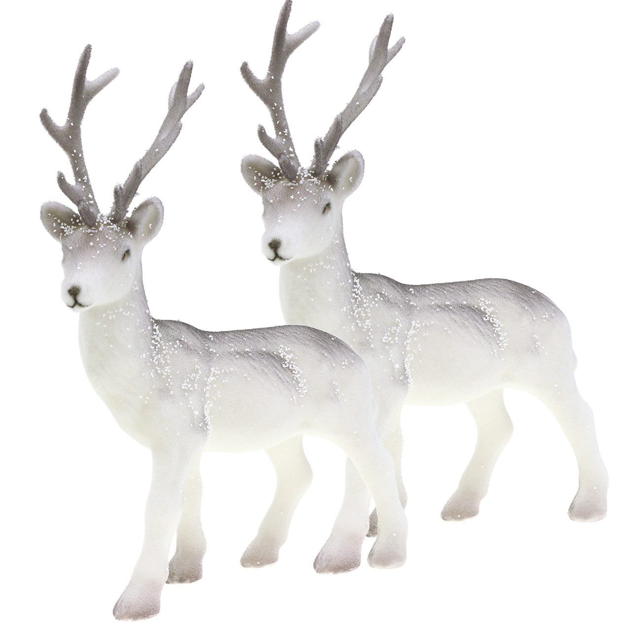 Weihnachtsmann Deko Hirsch Set beflockt beschneit 27,5cm 2 Stück Winter Dekoration