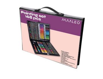 MAALEO Bastelfarbe Kunstkoffer Deluxe: Malset 168-teilig, Schwarz