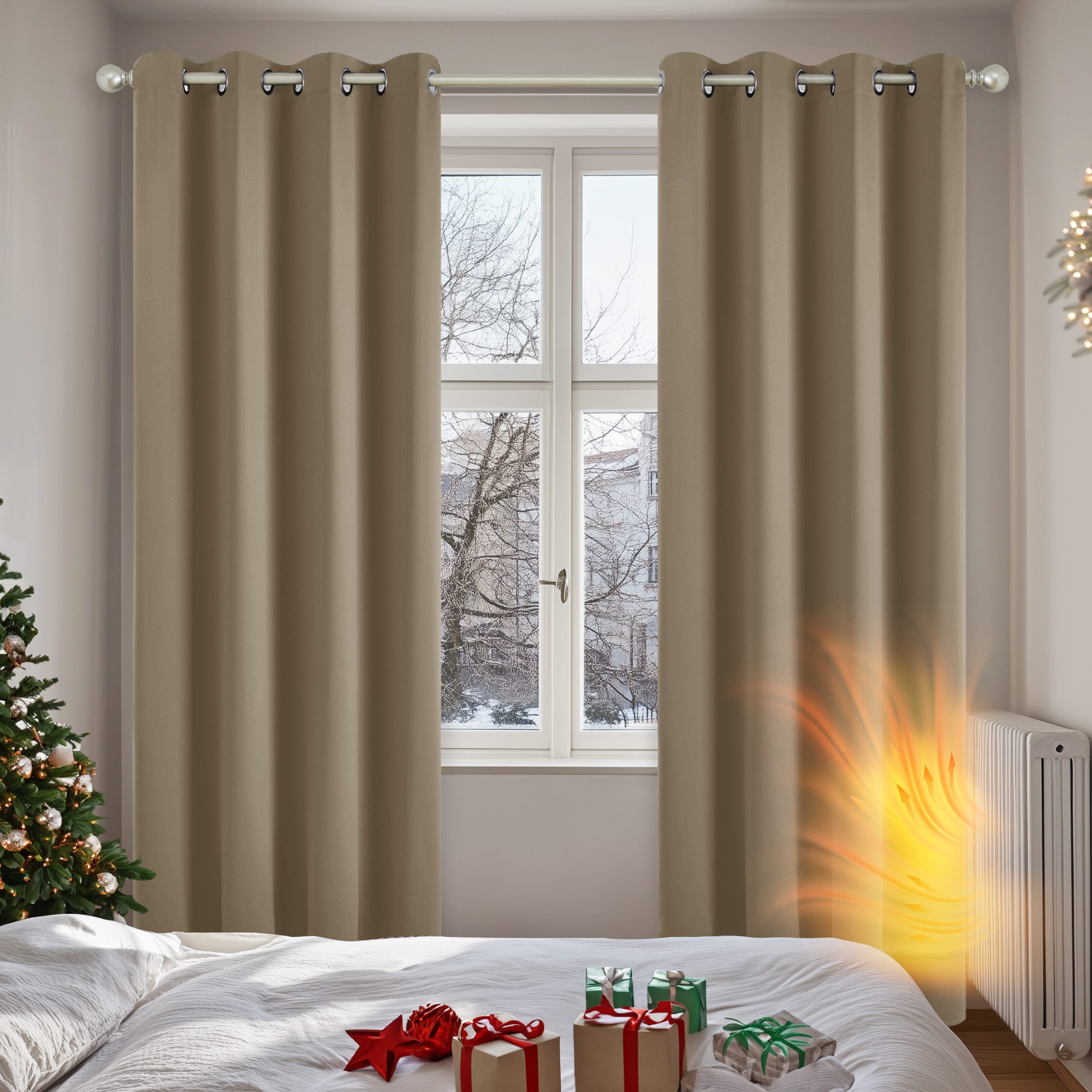 Deconovo Verdunkelungsvorhang Gardinen mit Ösen Blickdichte Vorhang Kältesc günstig online kaufen