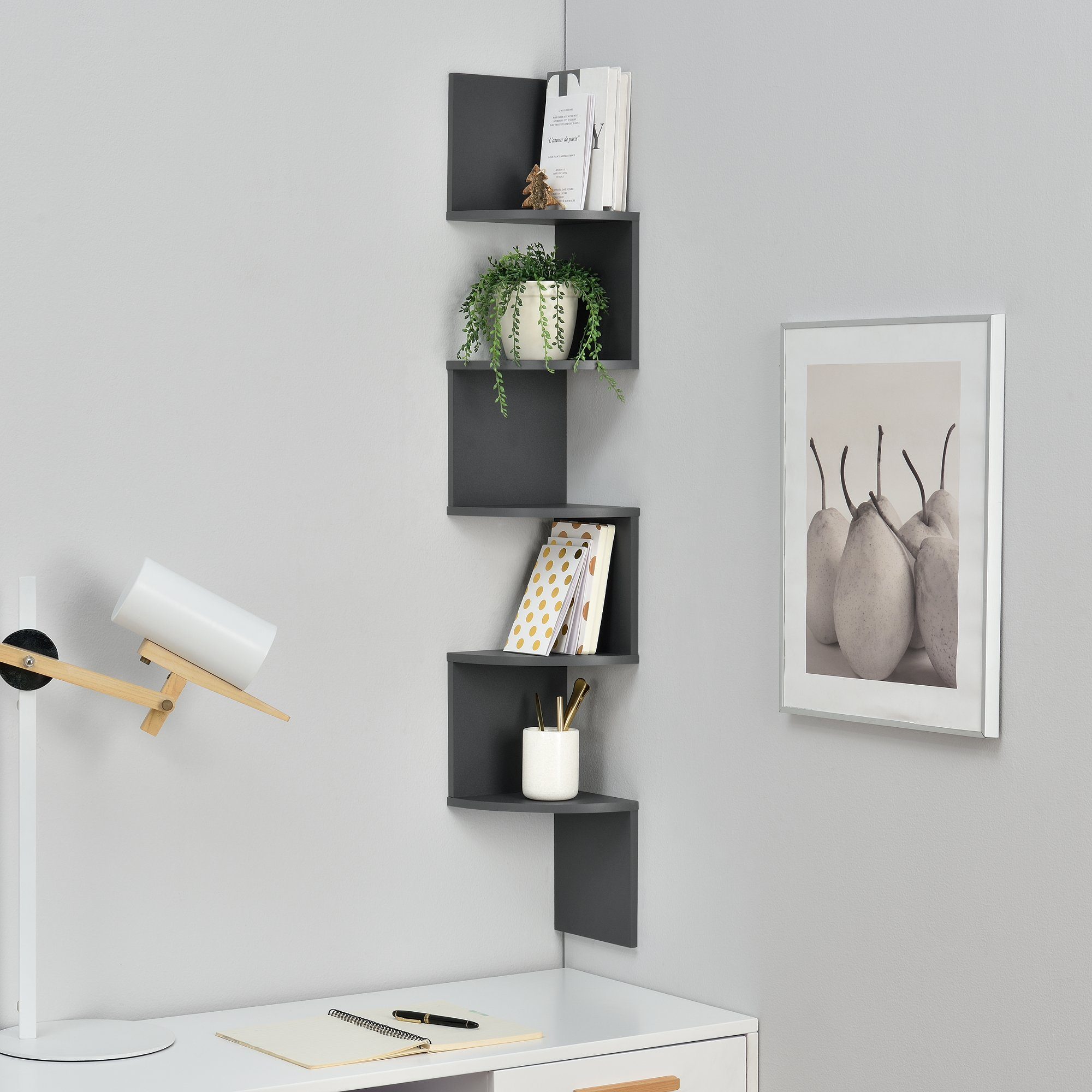 en.casa Wandregal, »Greiz« Hängeregal Bücherregal Dunkelgrau günstig online kaufen