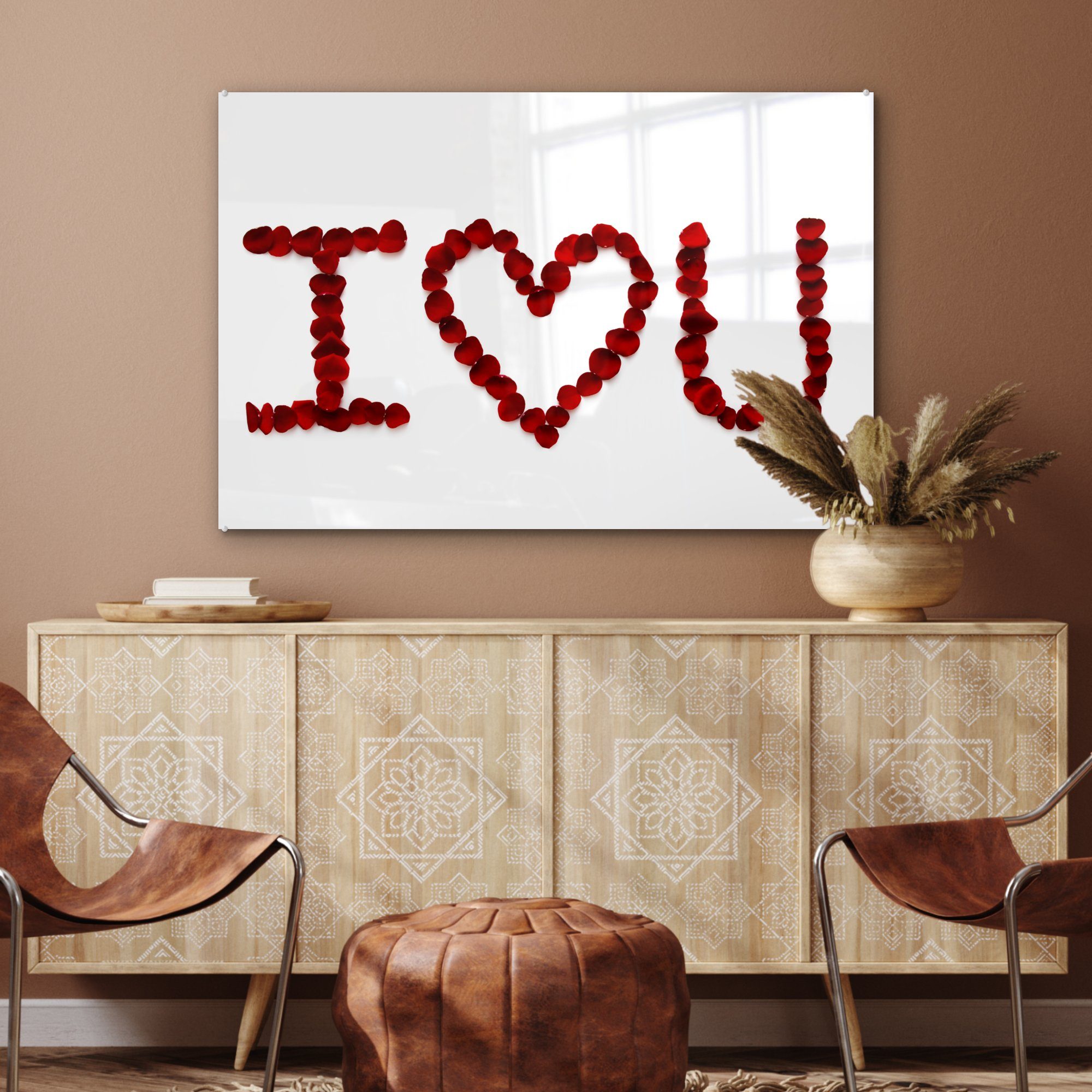 MuchoWow liebe & Marshmallows, (1 buchstabiert Acrylglasbilder mit Ich St), Acrylglasbild Wohnzimmer Schlafzimmer dich, roten