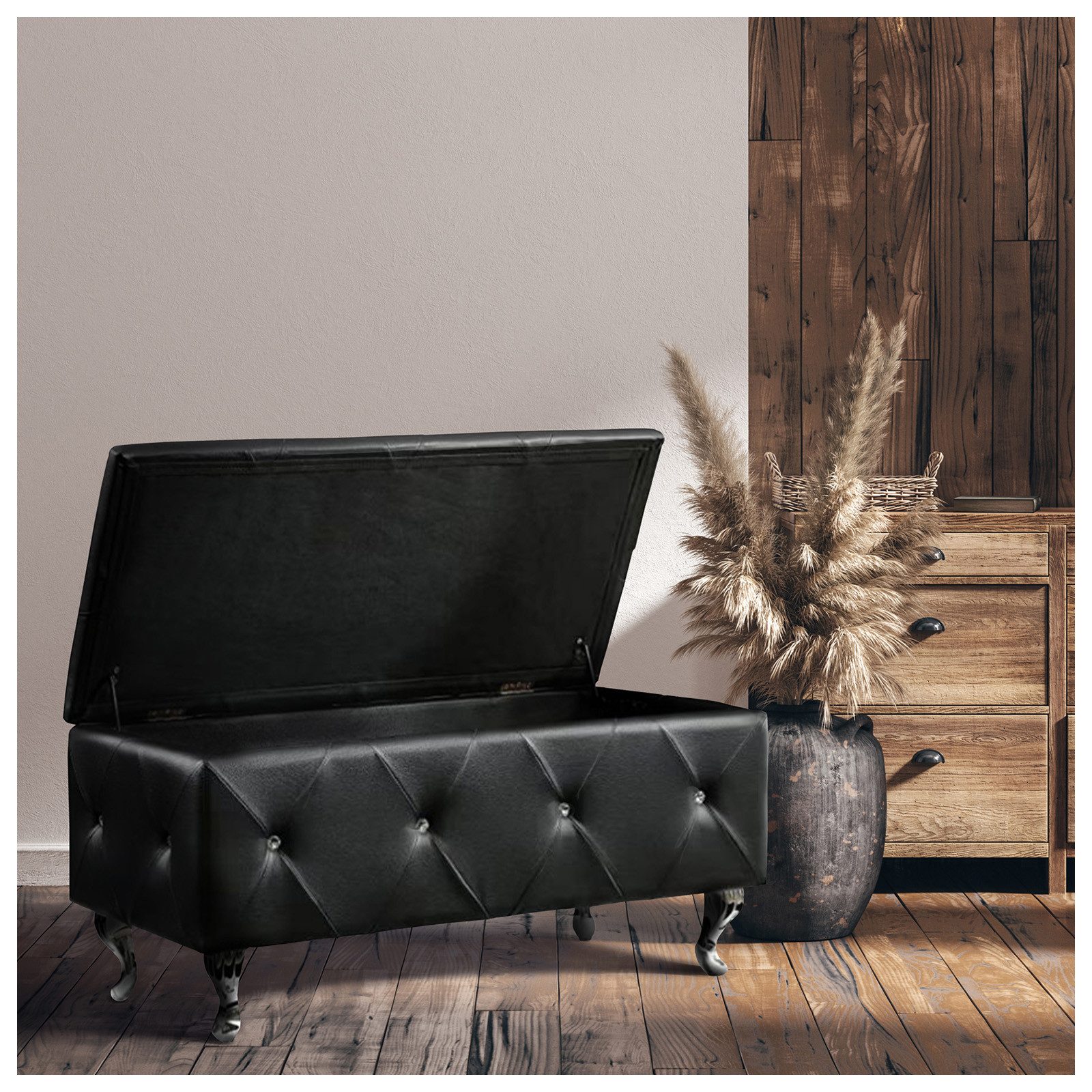 HTI-Living Sitztruhe Gepolsterte Sitzbank mit Truhe Maribella Schwarz (Stüc günstig online kaufen
