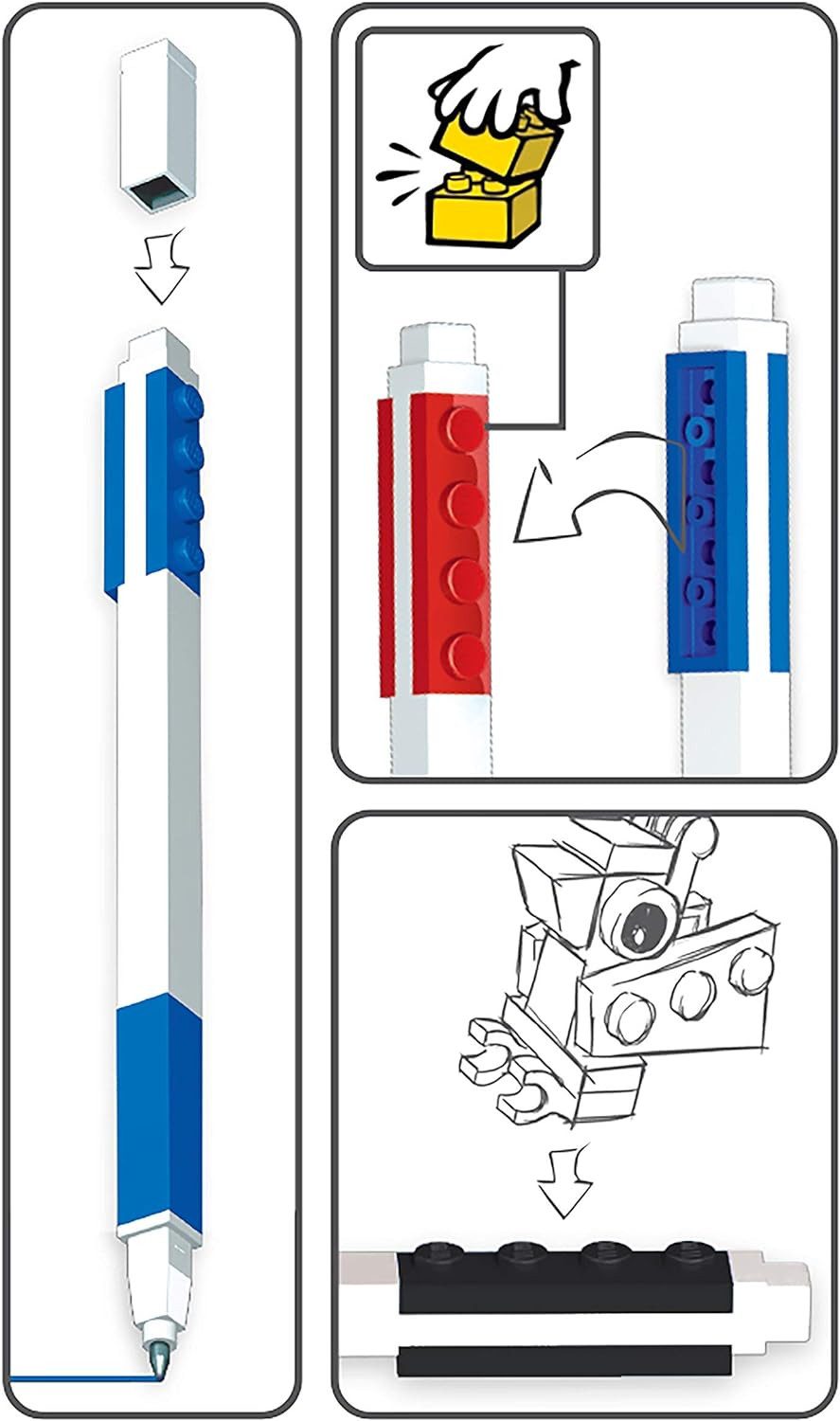 LEGO® Gelroller Schreibwaren Set (3) in Schwarz/Rot/Blau alspaß, Trendige Schreibware, (3-tlg) – Bild 3 von 4
