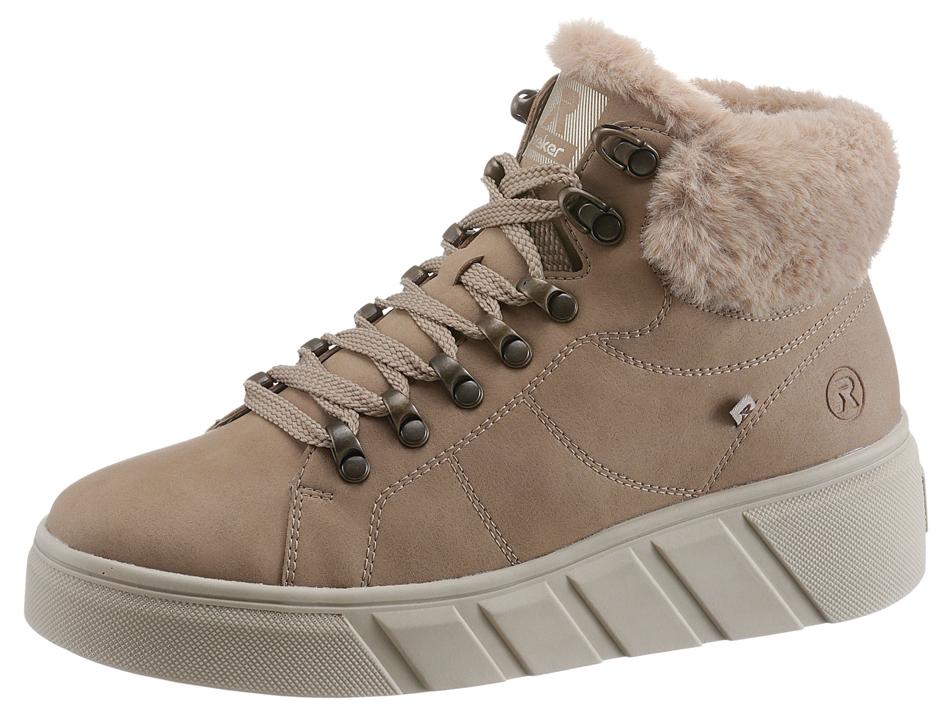 beige Schurwollfutter EVOLUTION mit Winterboots Rieker