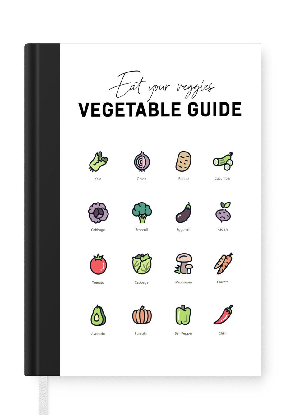 MuchoWow Notizbuch Lebensmittel - Gemüse - Küche - Lebensmittel, Journal, Merkzettel, Tagebuch, Notizheft, A5, 98 Seiten, Haushaltsbuch