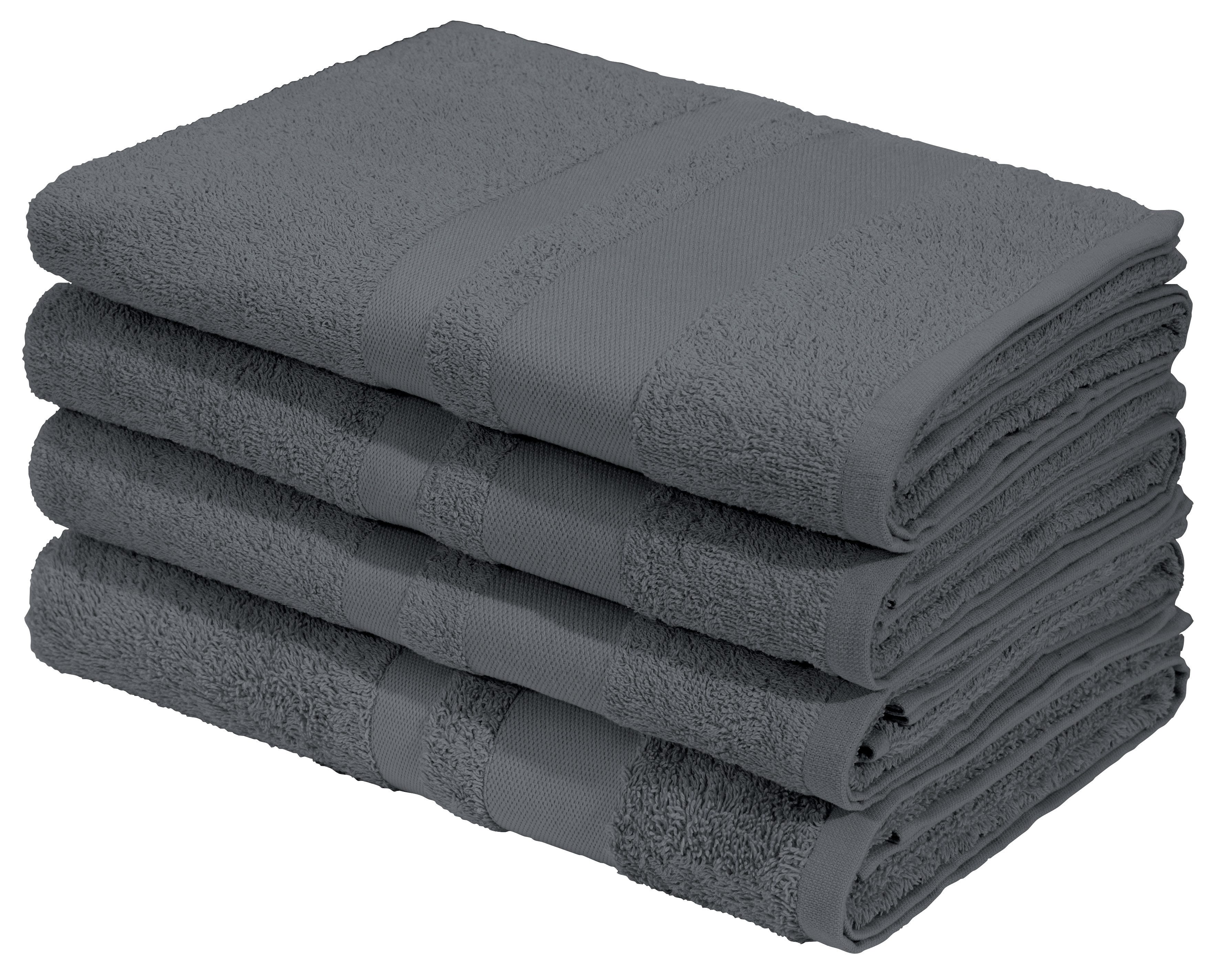 OTTO home Duschtücher Vanessa, 4 Duschtücher, 70x140cm, in Standard- und Premium-Qualität, Walkfrottee (Set, 4-St), Handtücher mit Bordüre, 100% Baumwolle, einfarbig, weich