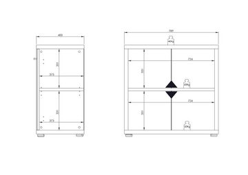möbelando Sideboard 1680 (BxHxT: 79x77x40 cm), aus Spanplatte / ESG-Sicherheitsglas in platingrau - Grauglas