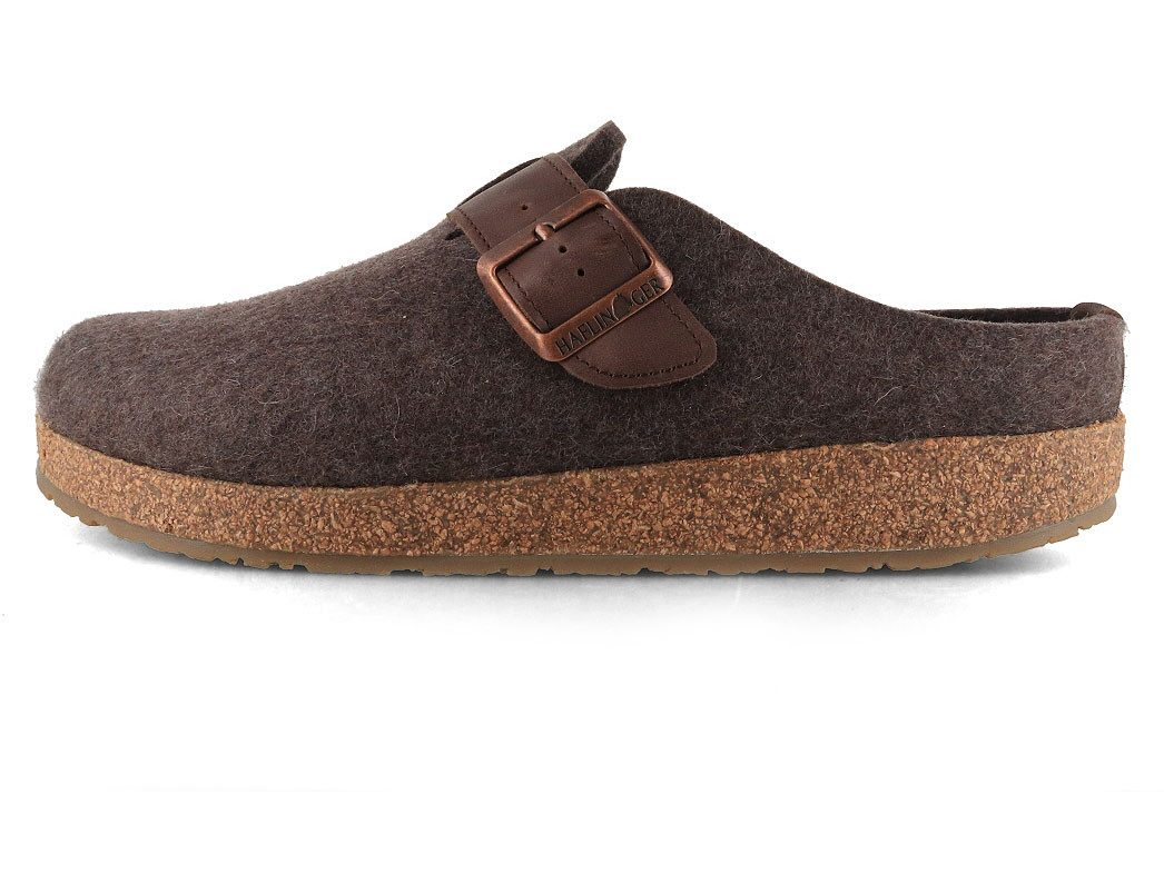 Haflinger Filzclog Grizzly Chicago Hausschuh verstellbarer Lederriemen