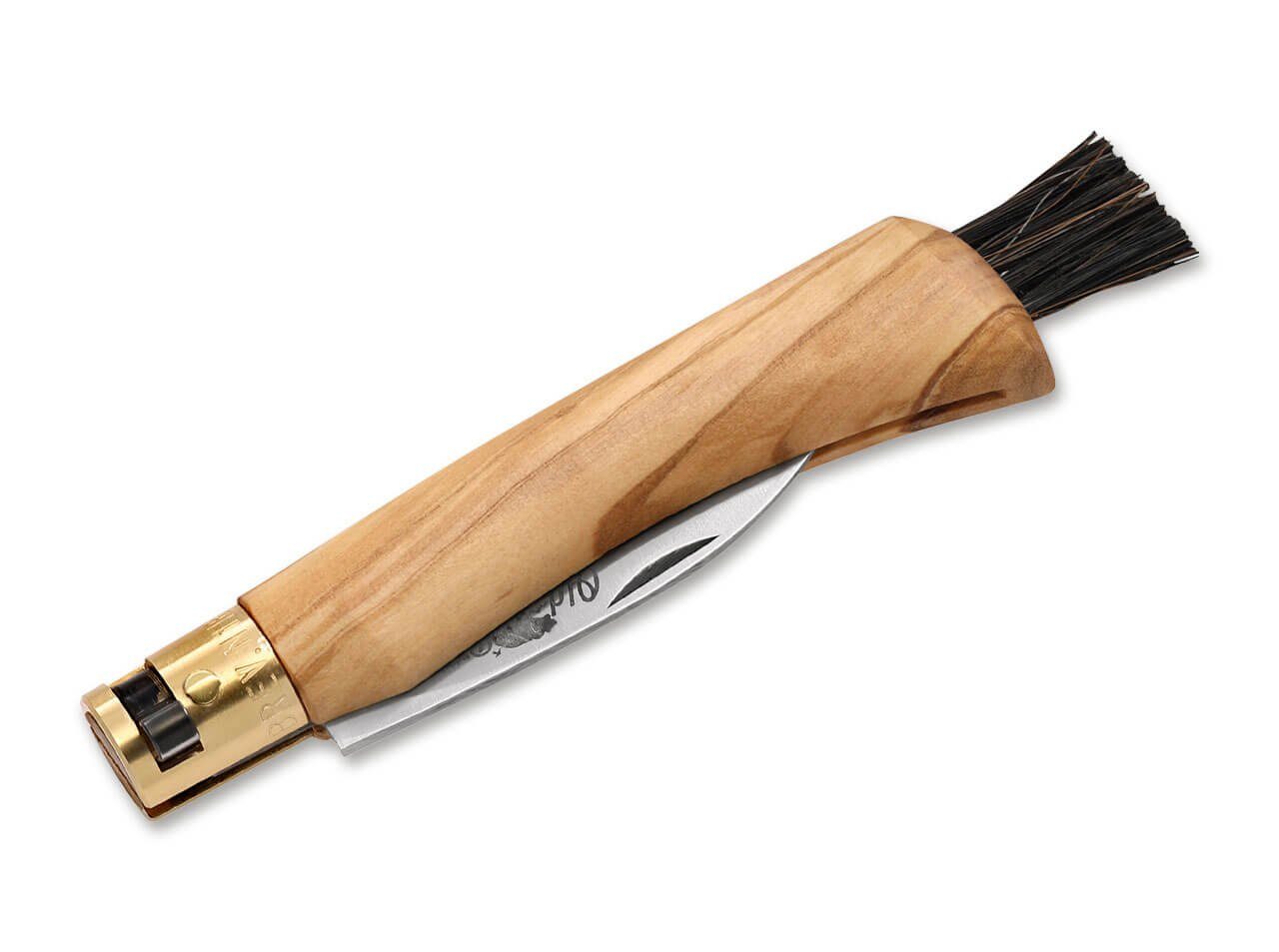 Old Bear Taschenmesser Old Bear Mushroom Olive Pilzmesser mit Bürste, (1 St), Pilzmesser, Edelstahlklinge, Pilzborsten