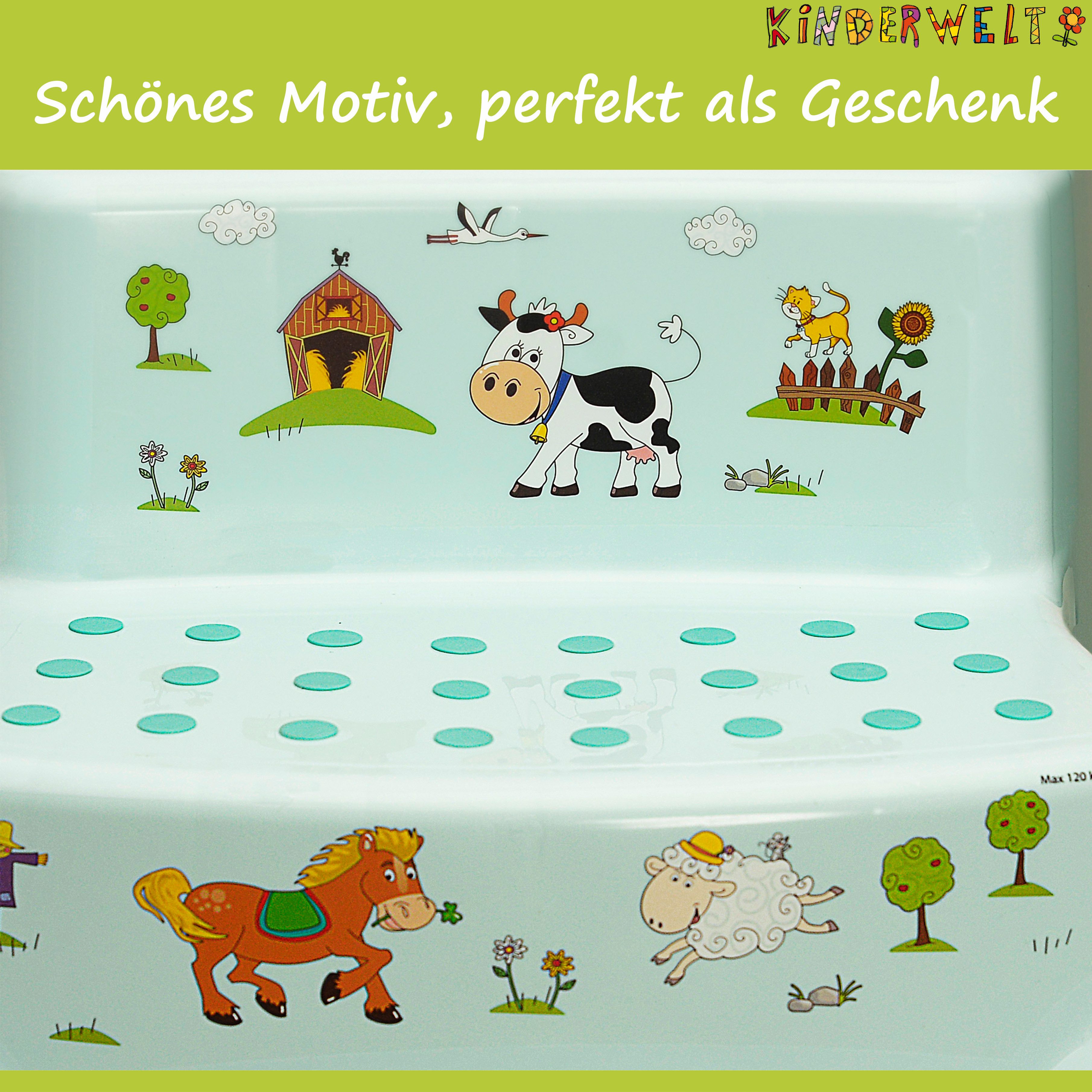 KiNDERWELT Tritthocker 4er Set Z Funny aqua : WC Aufsatz + Kindertopf + Hocker zweistufig + (4er Set, Premium Set)