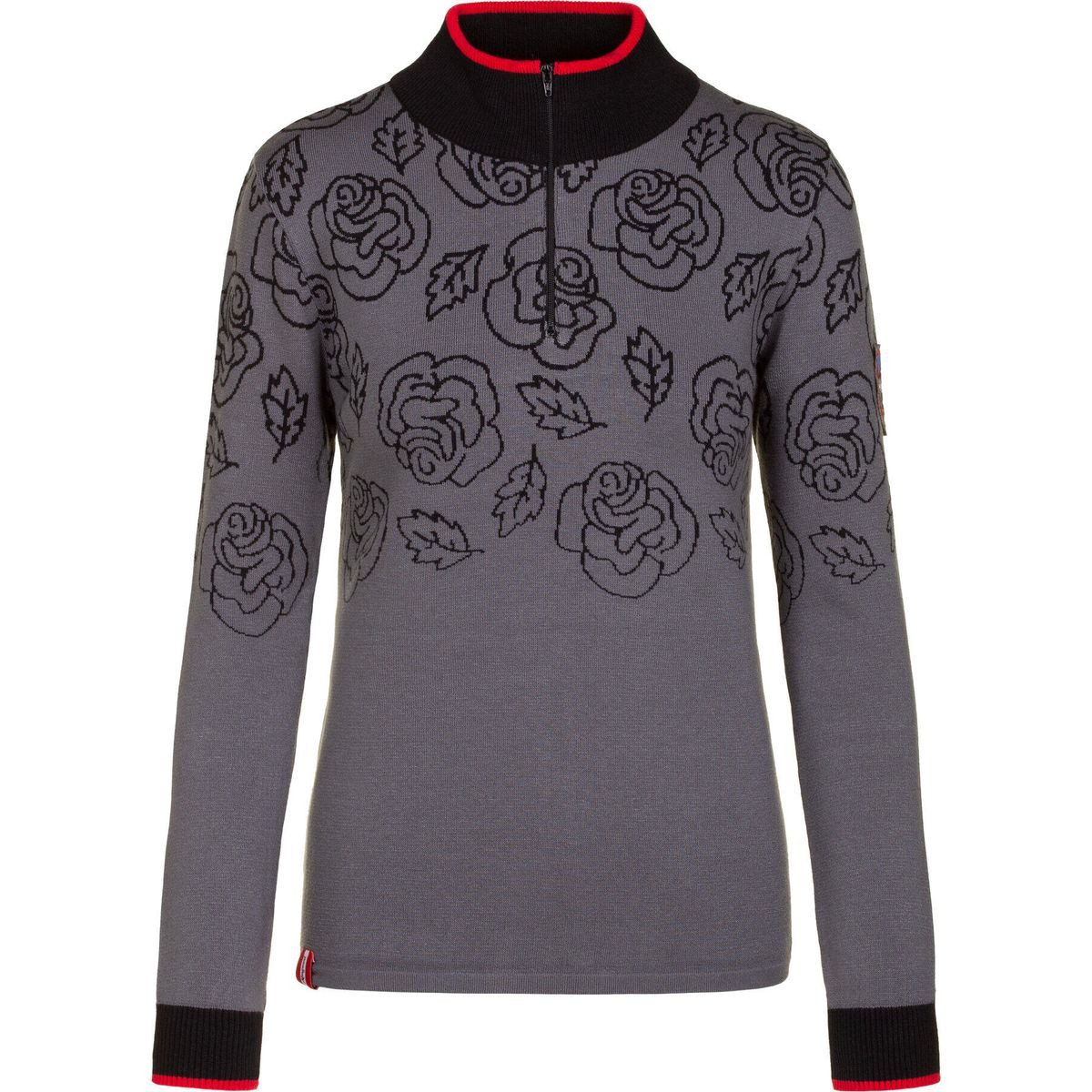 Almgwand Fleecejacke Bernkogelalm Hochwertiger Damenpullover mit Rosenmuster, aus feinem