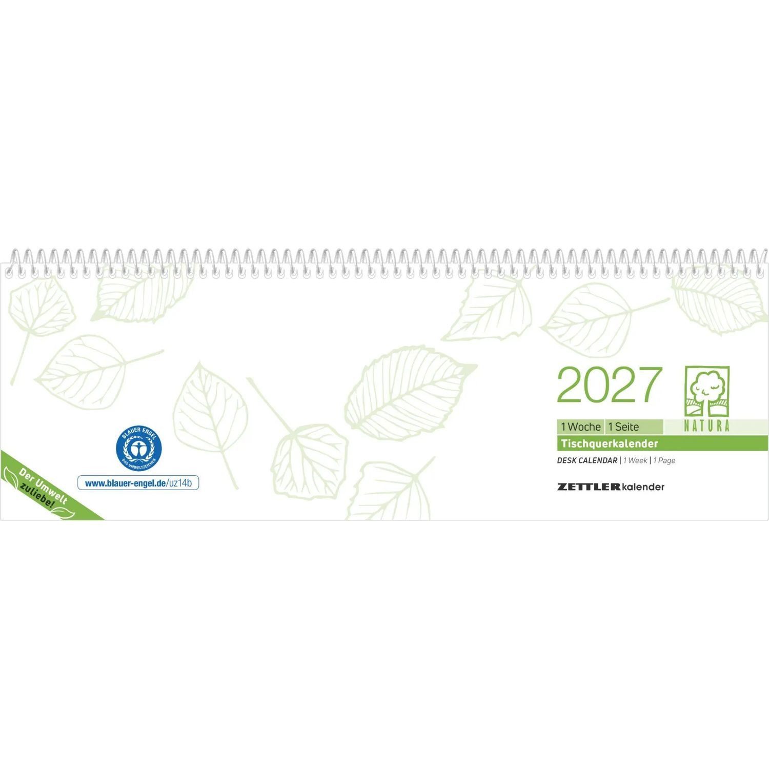 Querkalender Tischquerkalender 1W/1S Blauer Engel 2027
