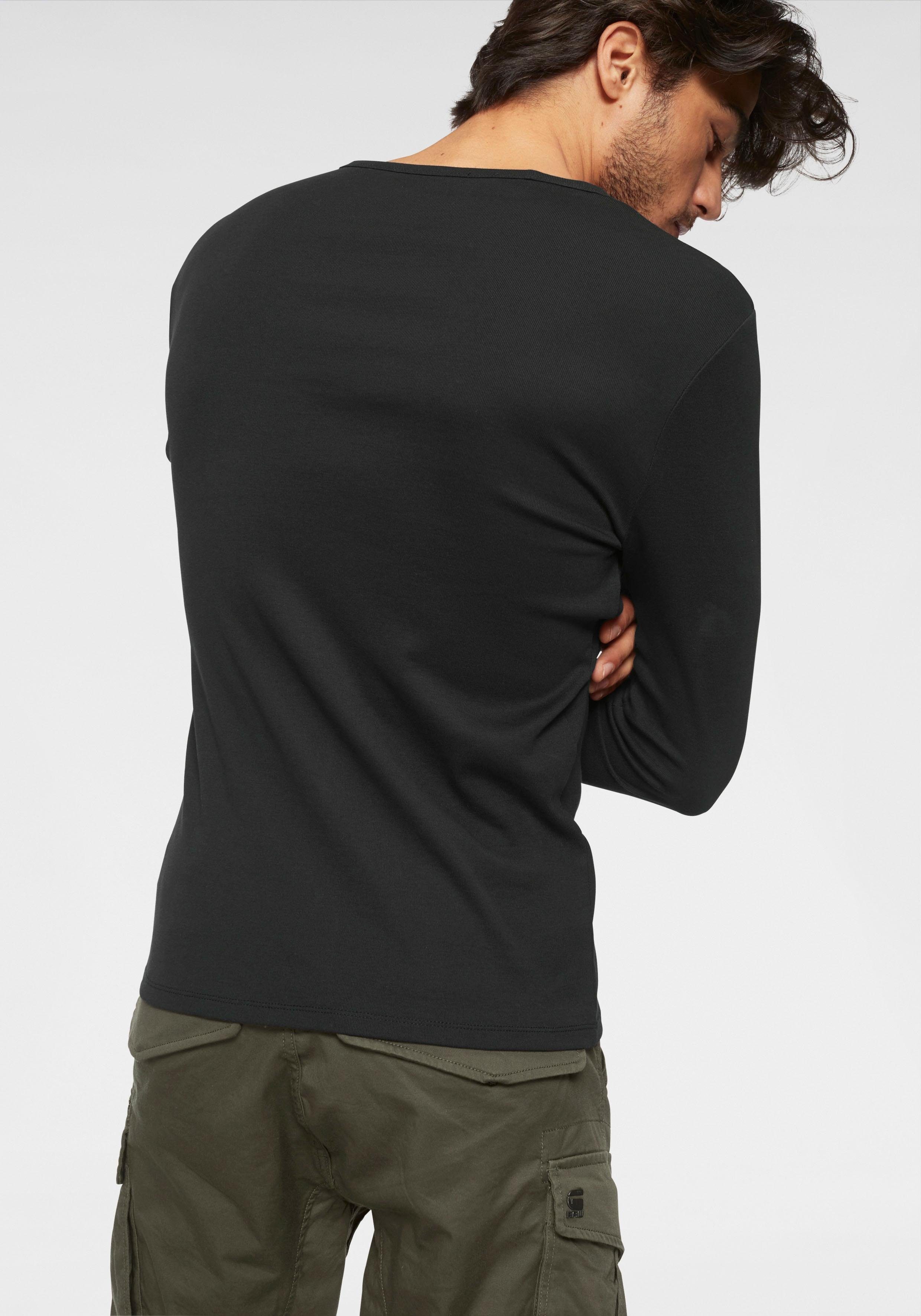Langarmshirt aus blickdichter, RAW black hochwertiger Basic-Artikel G-Star Baumwollqualität