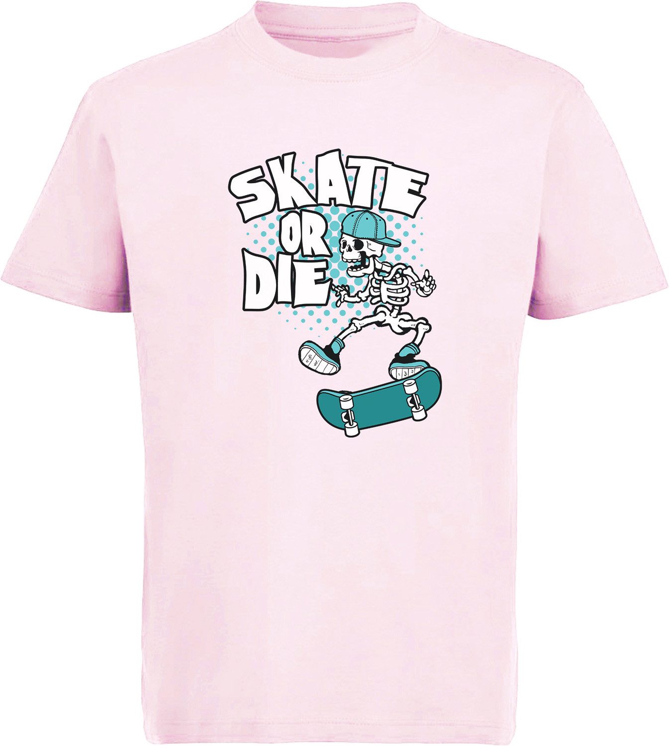 T-Shirt Kinder Print Shirt mit Skelett und Skate or Die Aufschrift