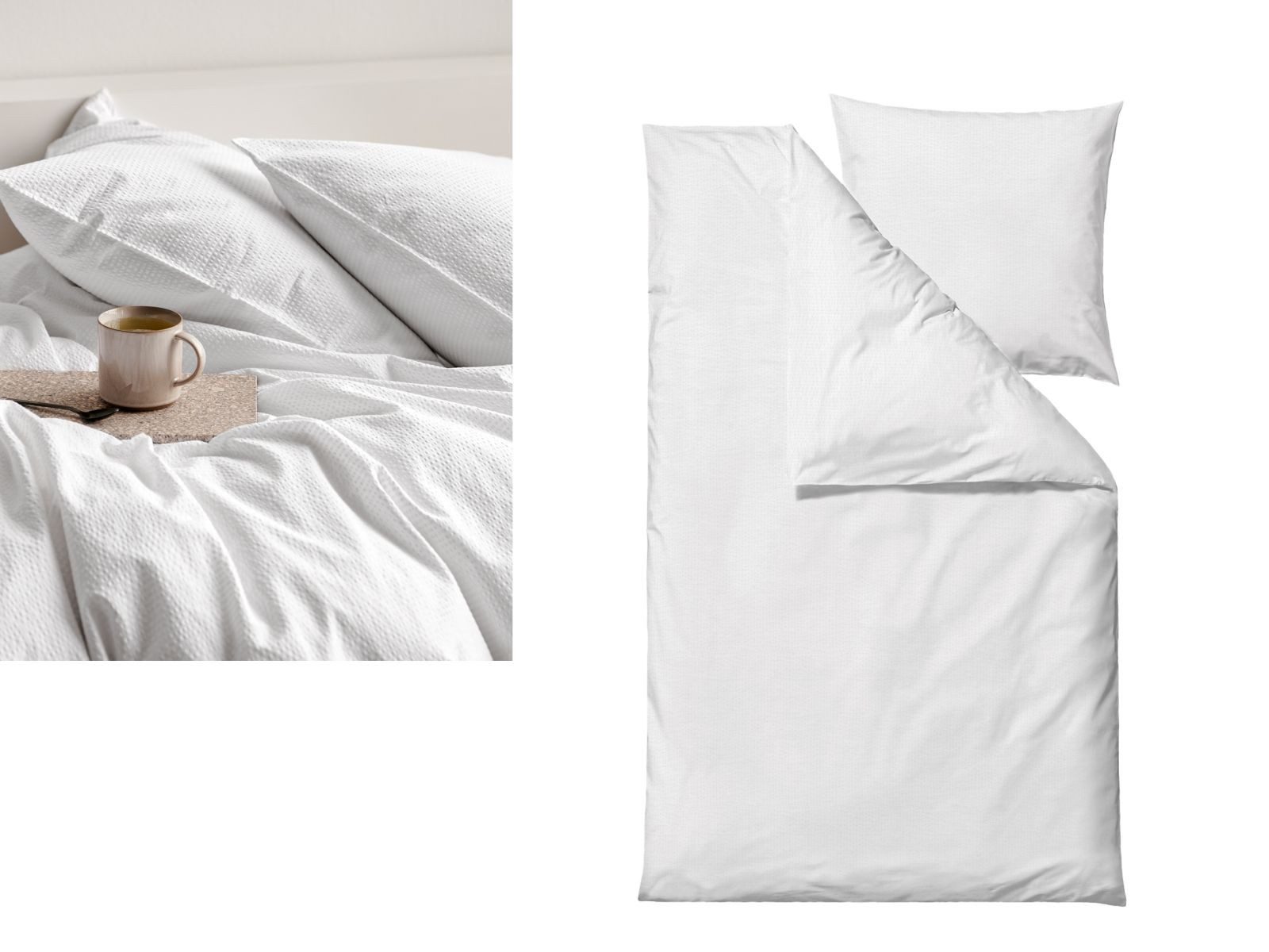 Södahl Bettwäsche Wave, Seersucker, 2 teilig, 135x200cm, Seersucker Krepp Look, Bio-Baumwolle Renforcé