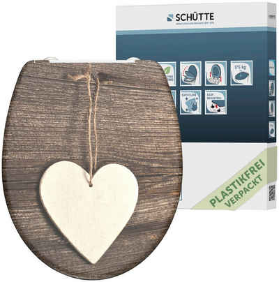 Schütte WC-Sitz Wood Heart, Duroplast, mit Absenkautomatik und Schnellverschluss