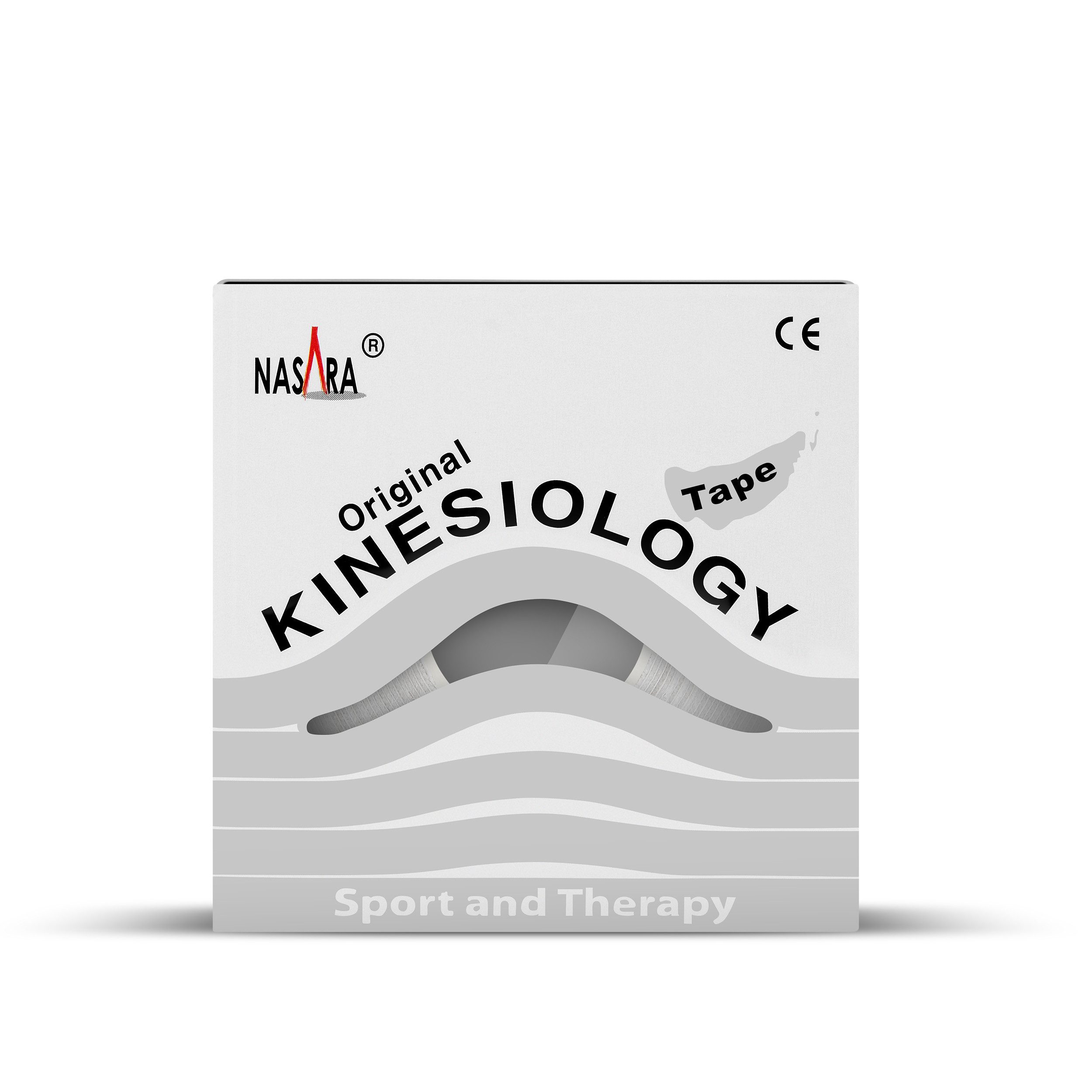 NASARA Kinesiologie-Tape 5m x 5 cm Rolle Sport- und Pysiotape mit langer Haftdauer in Weiß 5m x 50 mm