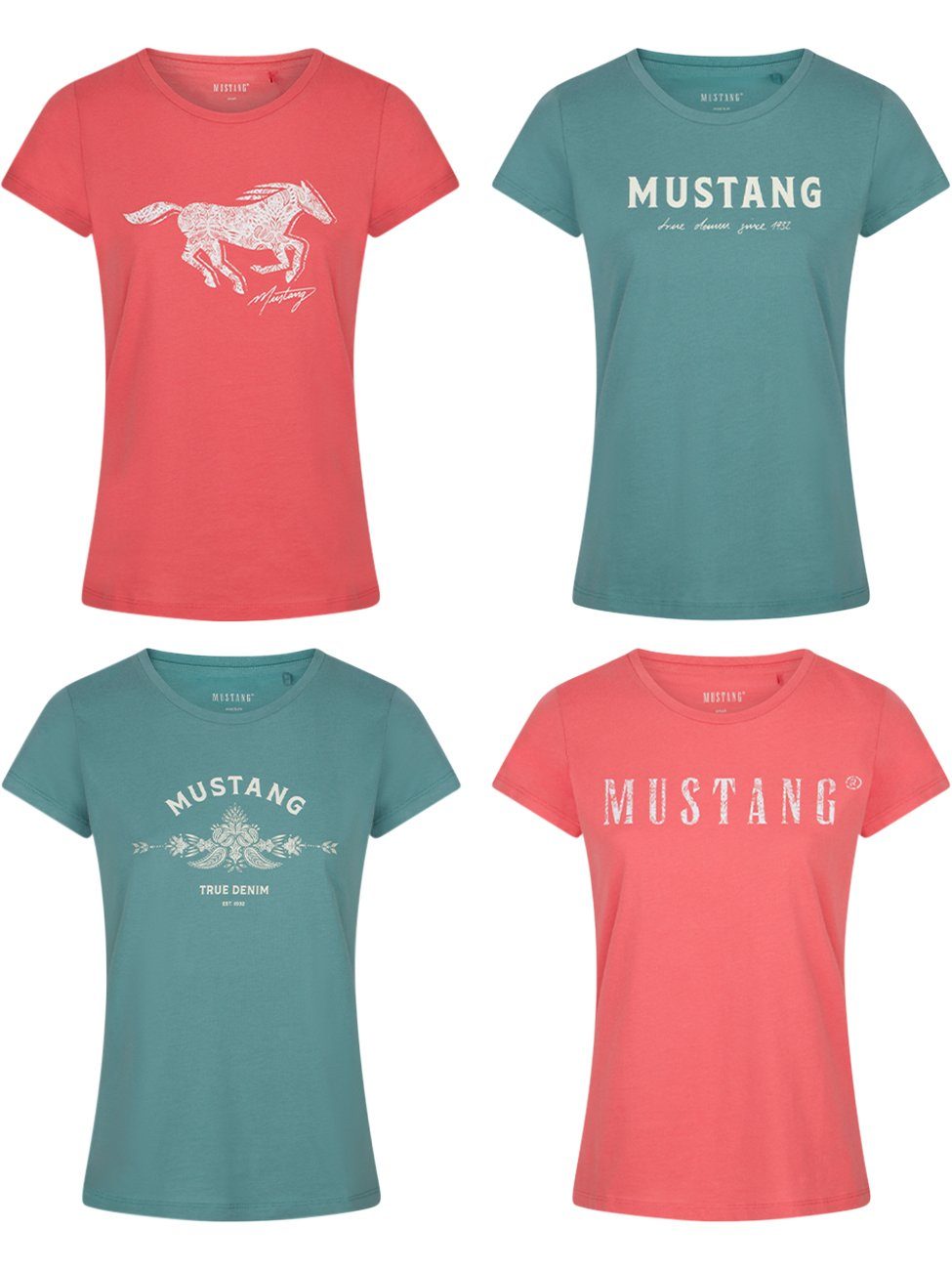 MUSTANG T-Shirt Damen Logo Printshirt Alexia C Logo Slim Fit (4-tlg) Basic günstig online kaufen